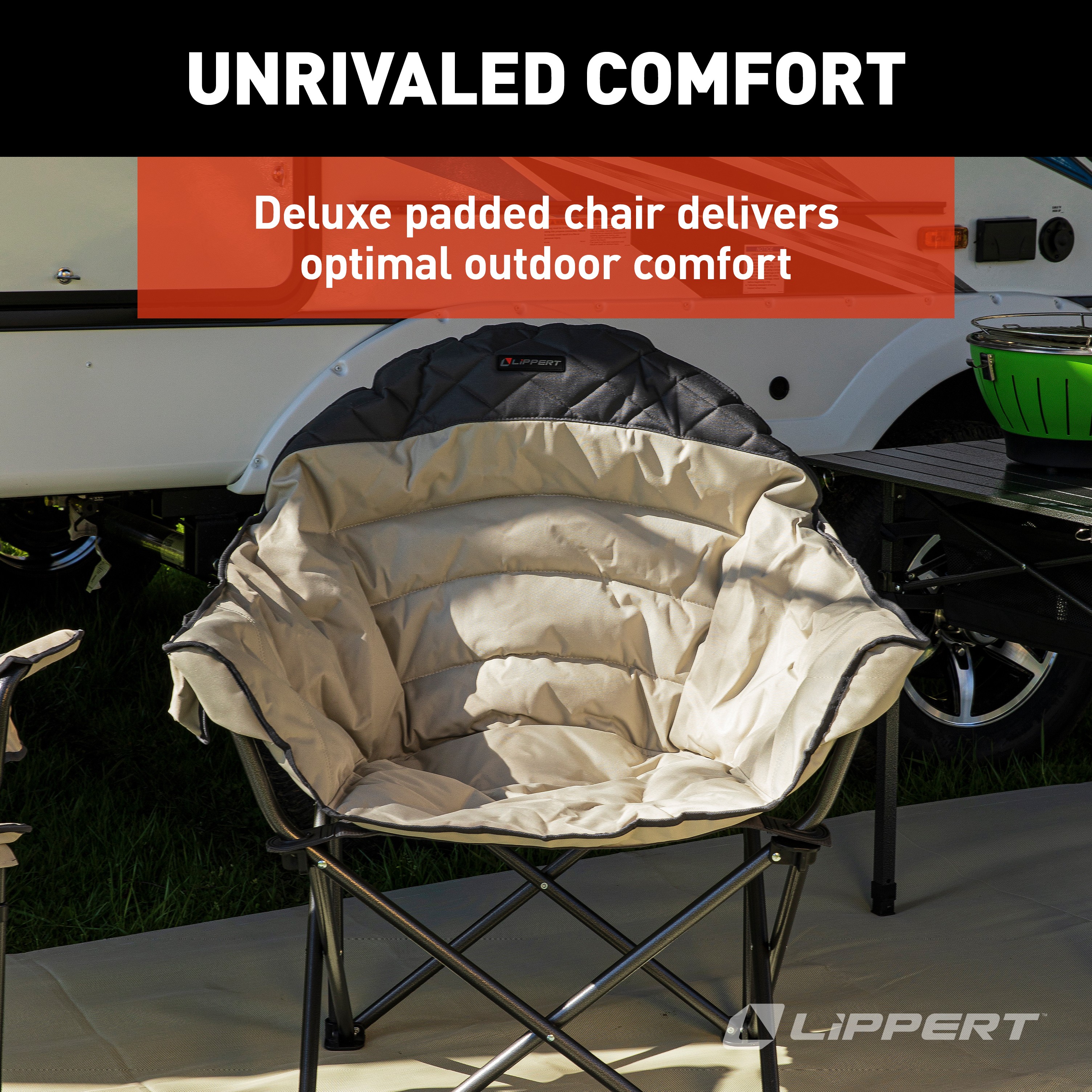 Lippert Big Bear Duotone Camping Chair - Sand with Dark Grey Accent thumbnail 2