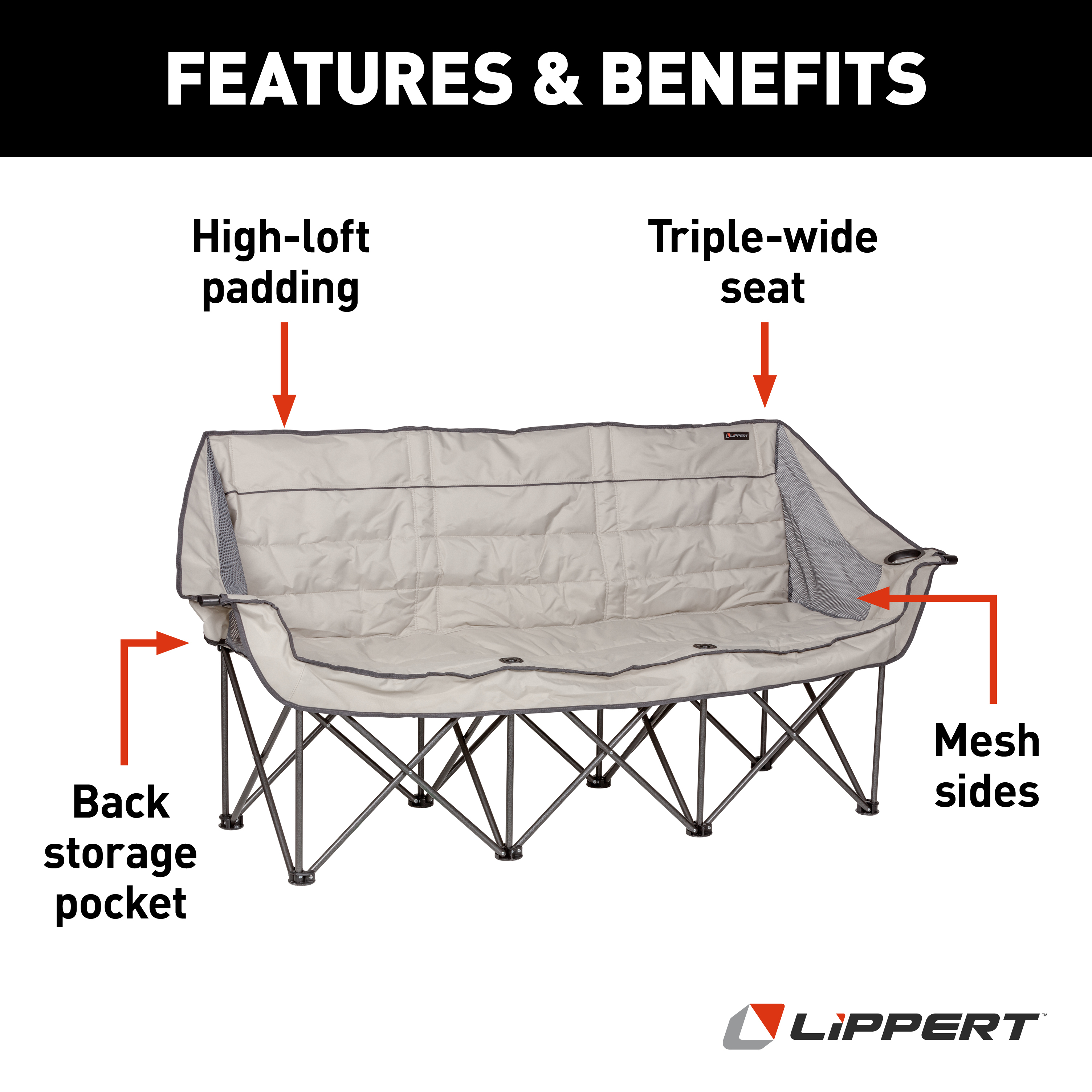 Lippert Campfire Folding Couch - Sand thumbnail 1
