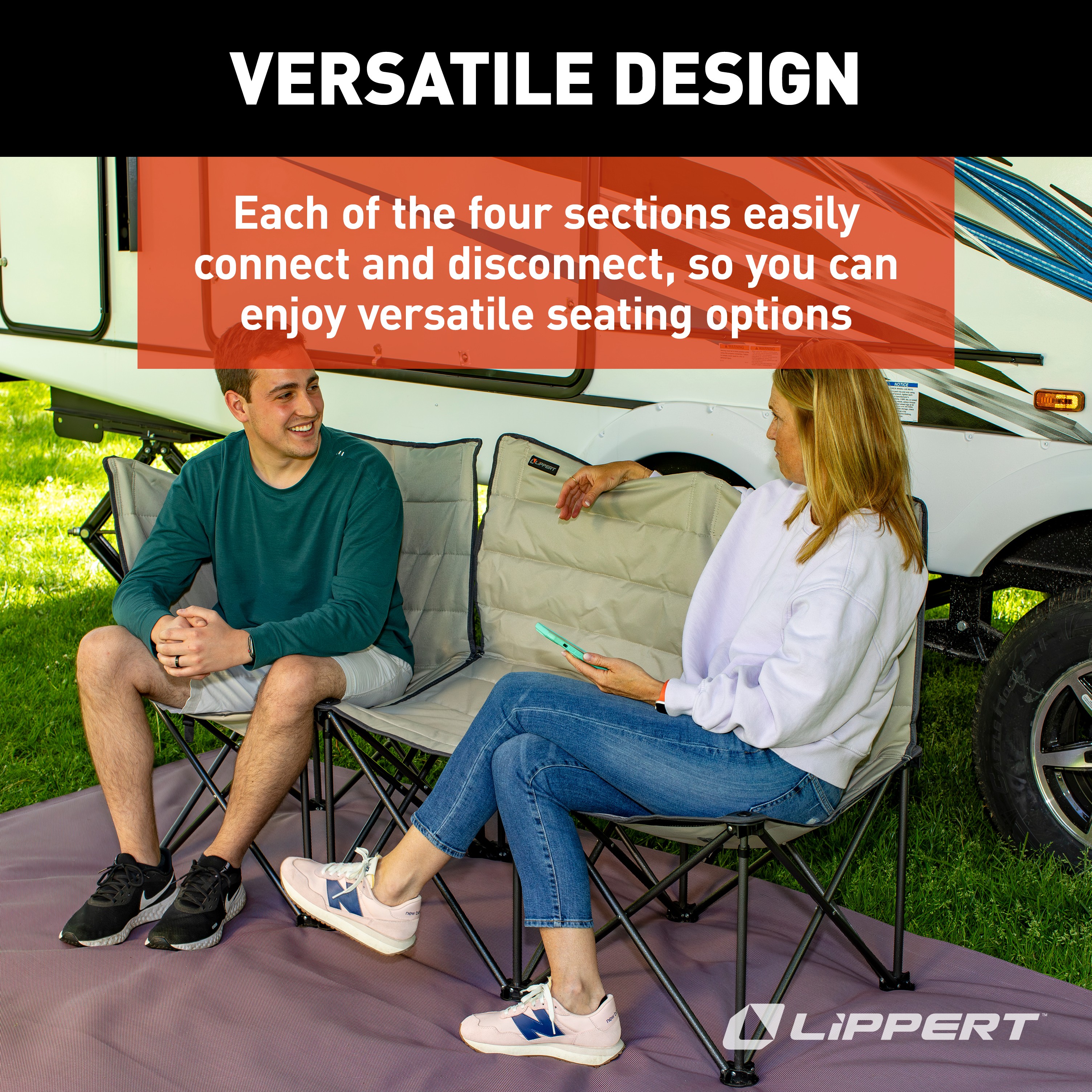 Lippert Campfire Folding Sectional Couch - Sand thumbnail 2