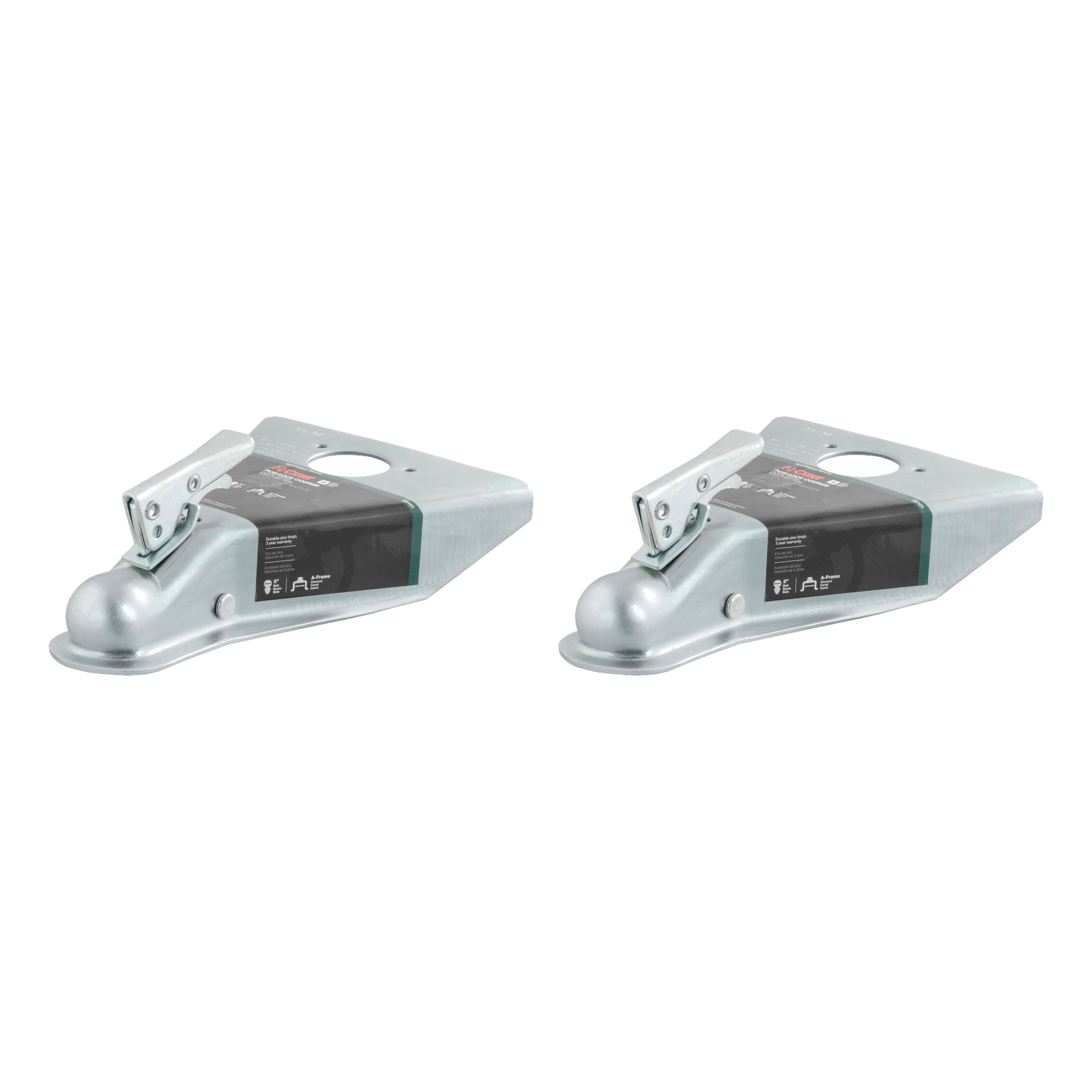 CURT (2-Pack) 2" A-Frame Coupler with Posi-Lock (5,000 lbs, Zinc) thumbnail 0