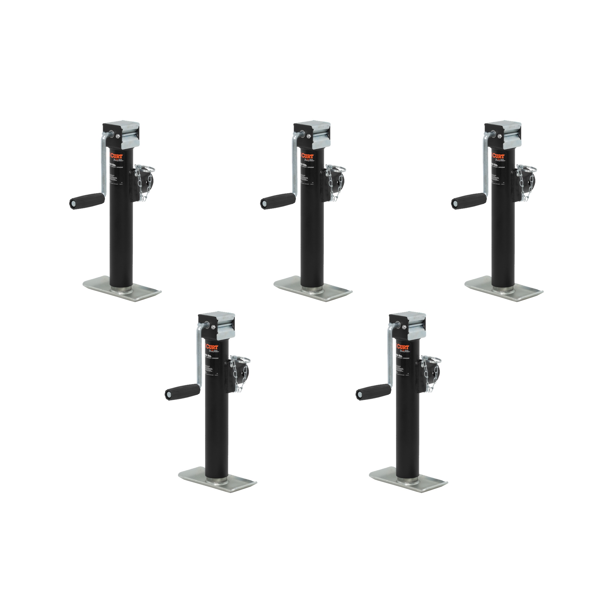 CURT (5-Pack) Pipe-Mount Swivel Jack with Side Handle (2,000 lbs, 10" Travel) thumbnail 0