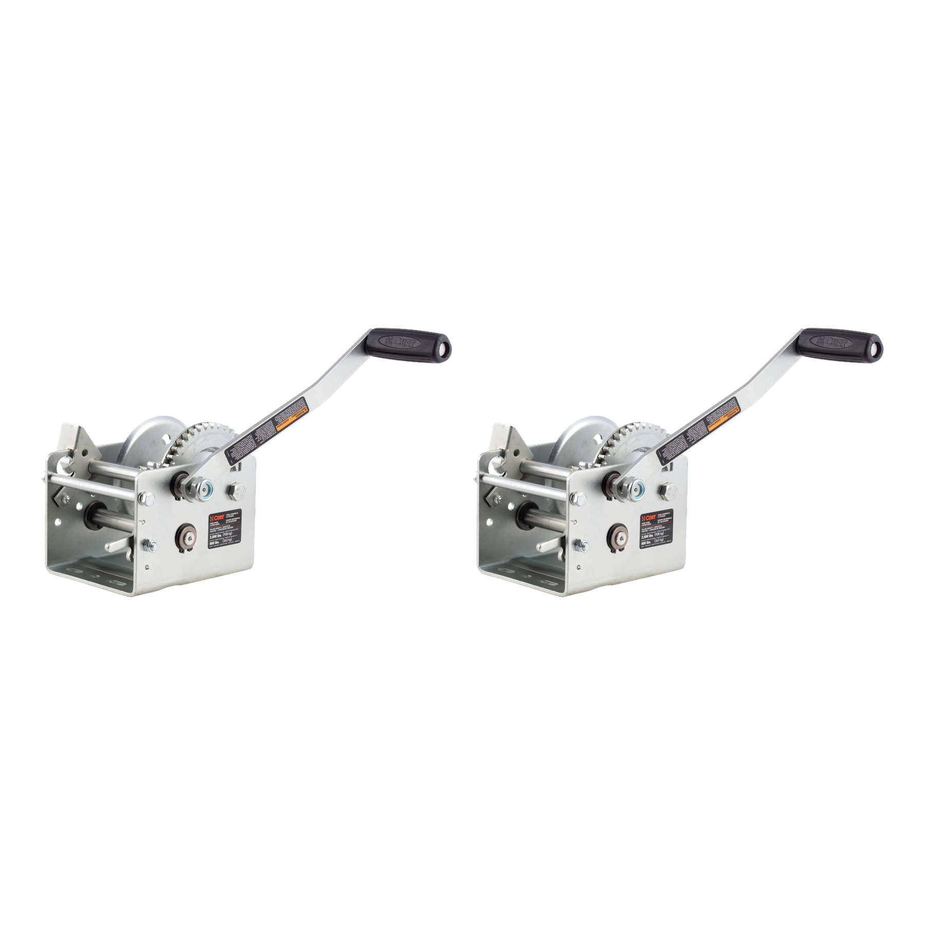 CURT (2-Pack) Hand-Crank 2-Speed Winch, 2,000 lbs, 10.25:1 Low Gear Ratio, 10.6" Handle thumbnail 0