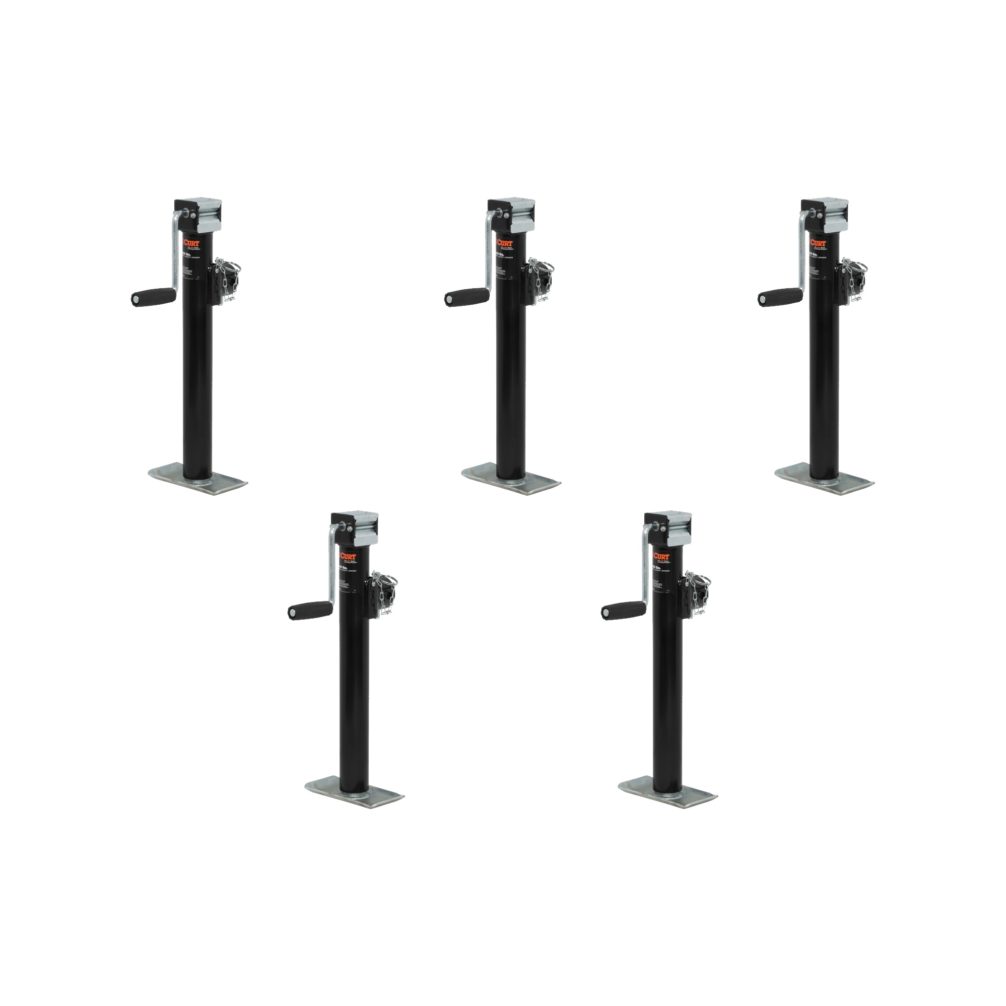 CURT (5-Pack) Pipe-Mount Swivel Jack with Side Handle (2,000 lbs, 15" Travel) thumbnail 0