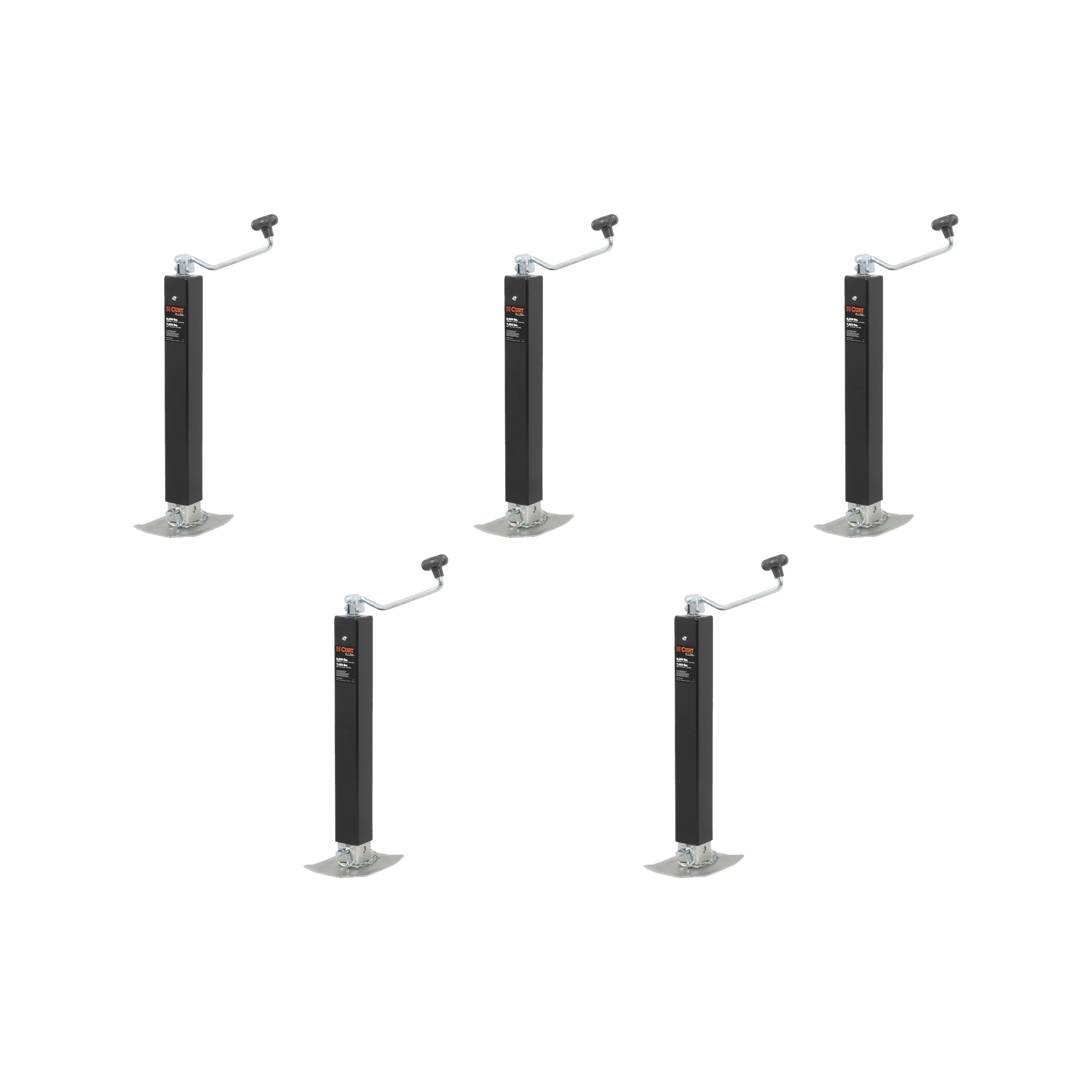 CURT (5-Pack) Direct-Weld Square Jack with Top Handle (8,000 lbs, 15" Travel) thumbnail 0