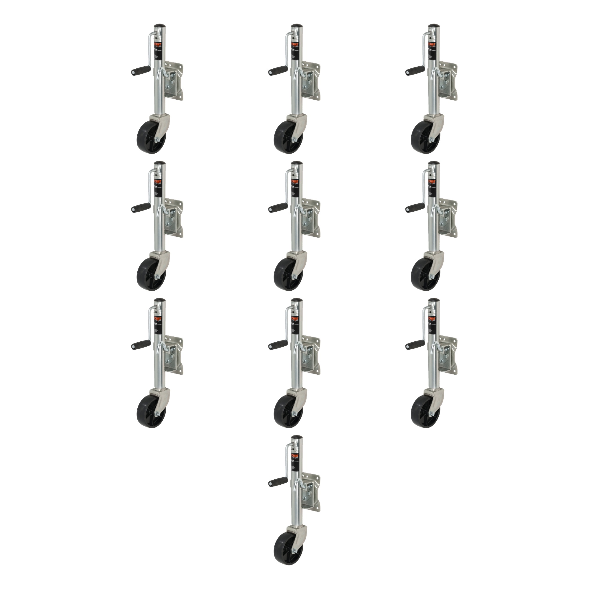 CURT (10-Pack) Marine Jack with 6" Wheel (1,200 lbs, 10" Travel) thumbnail 0