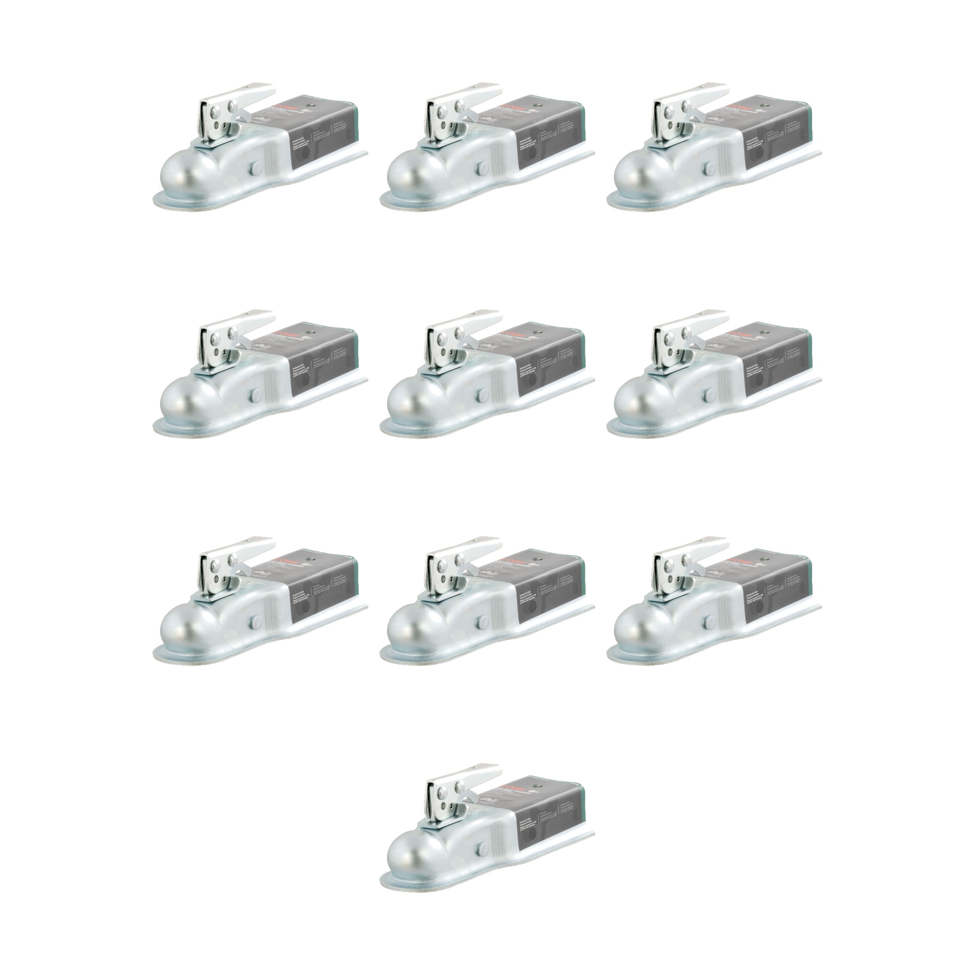 CURT (10-Pack) 2" Straight-Tongue Coupler with Posi-Lock (3" Channel, 3,500 lbs, Zinc) thumbnail 0