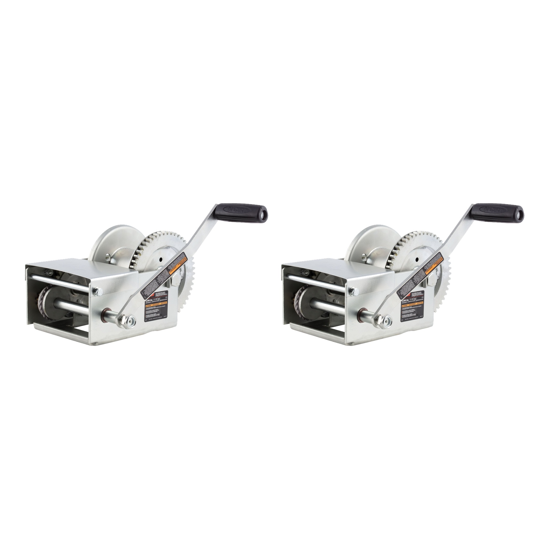 CURT (2-Pack) Hand-Crank Brake Winch, 2,500 lbs, 15.8:1 Gear Ratio, 10.6" Handle thumbnail 0
