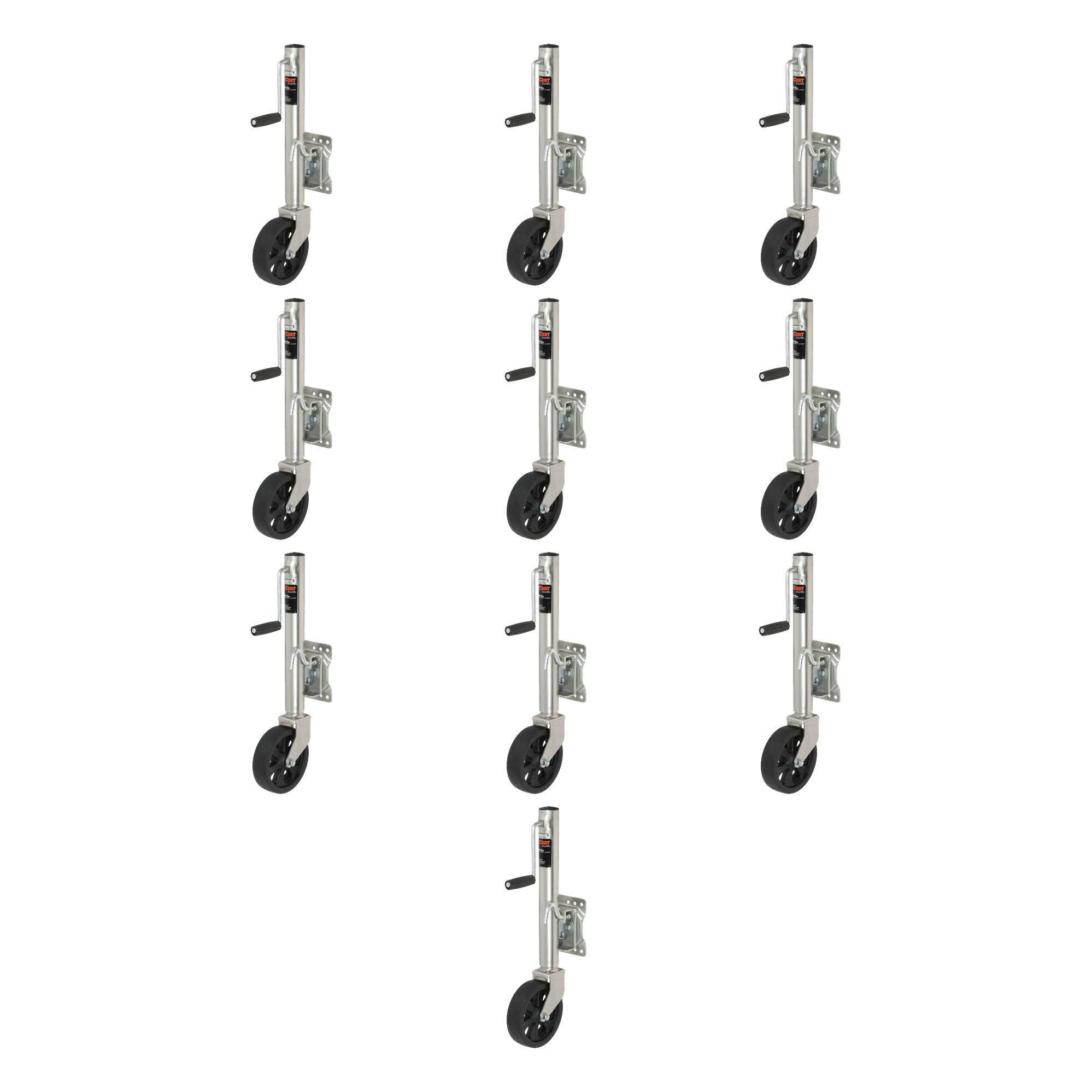 CURT (10-Pack) Marine Jack with 8" Wheel (1,500 lbs, 10" Travel) thumbnail 0