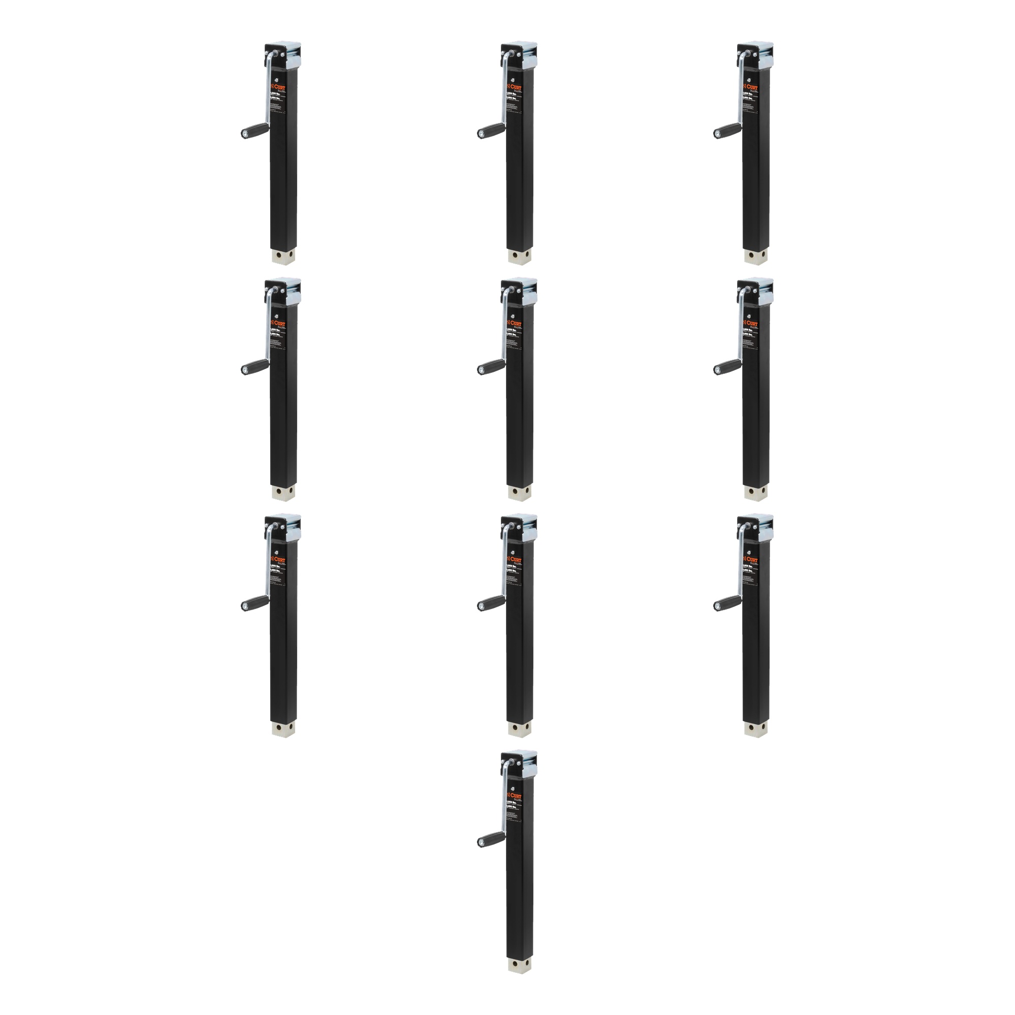CURT (10-Pack) Direct-Weld Square Jack with Side Handle (5,000 lbs, 15" Travel) thumbnail 0
