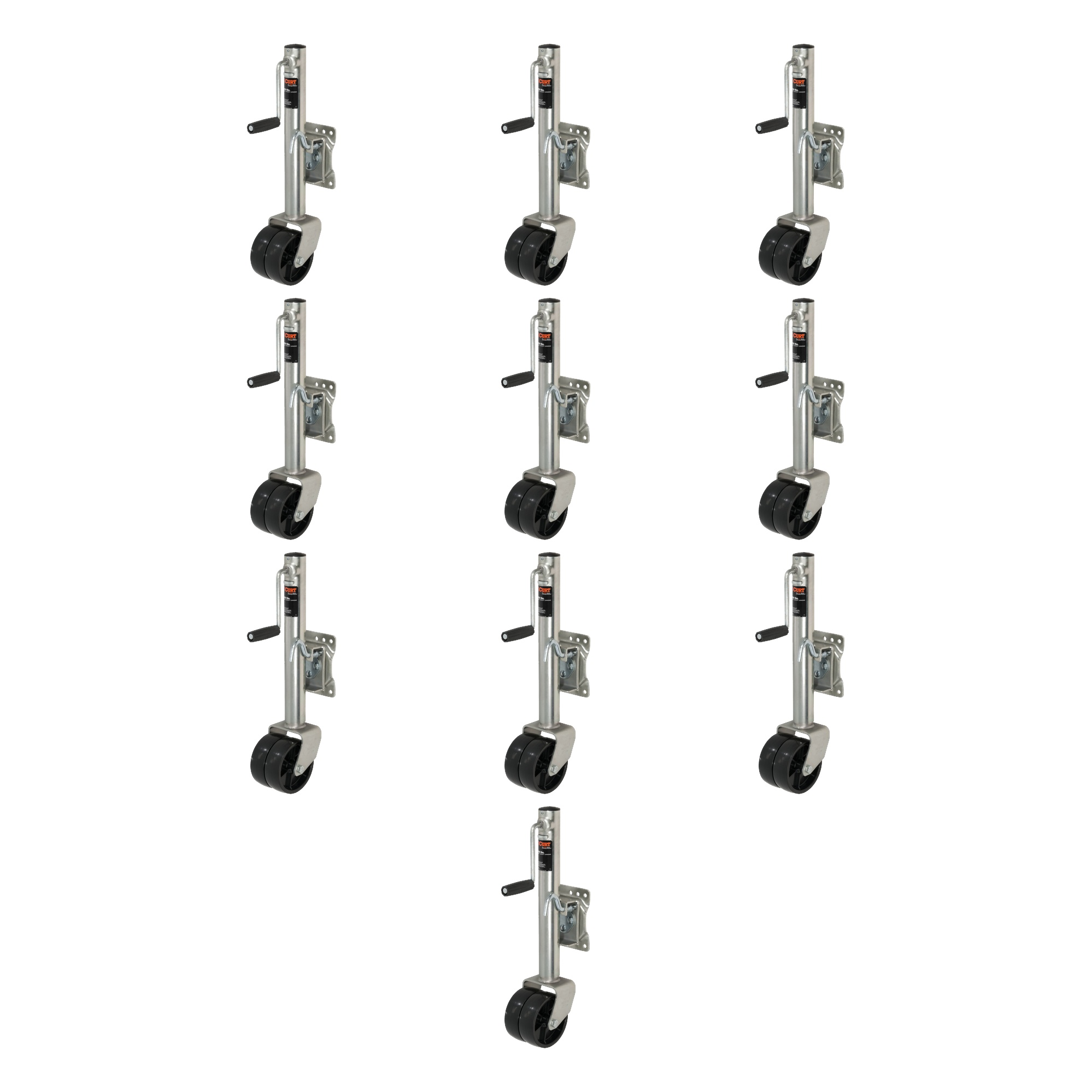 CURT (10-Pack) Marine Jack with Dual 6" Wheels (1,500 lbs, 10" Travel) thumbnail 0