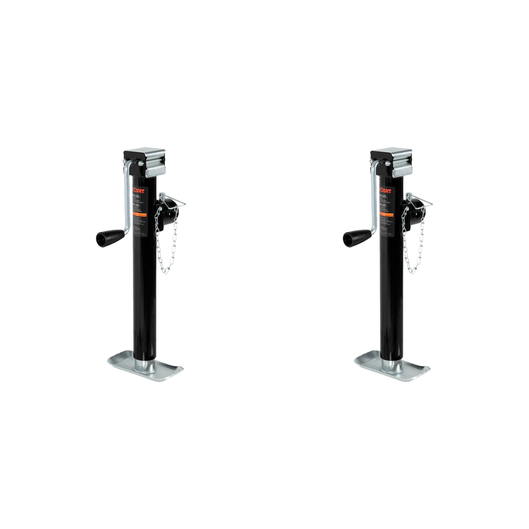 CURT (2-Pack) Pipe-Mount Swivel Trailer Jack with Side Handle (5,000 lbs, 15" Travel) thumbnail 0