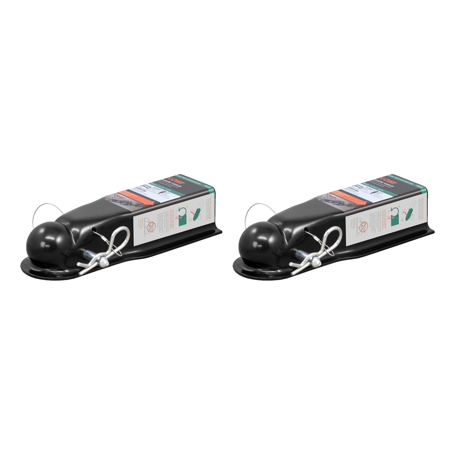 CURT (2-Pack) QuickPin No-Latch 2" Trailer Coupler (2-1/2" Channel, 3,500 lbs) thumbnail 0