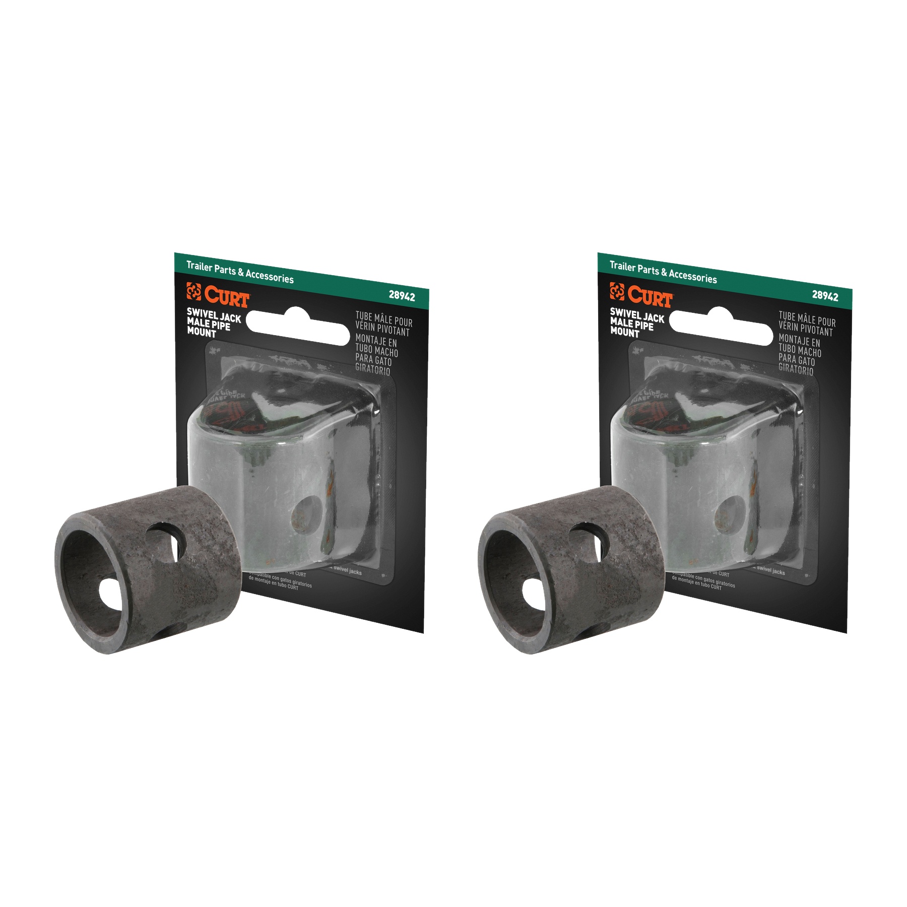 CURT (2-Pack) Replacement Swivel Jack Male Pipe Mount (9/16" Pin Hole, Packaged) thumbnail 0