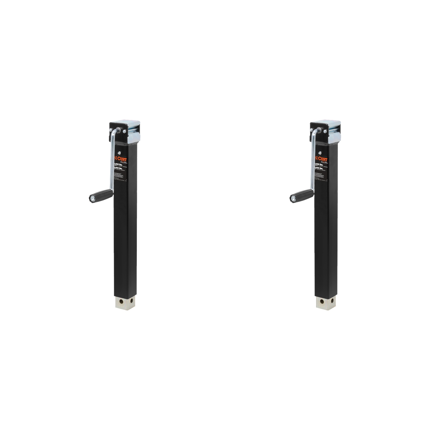 CURT (2-Pack) Direct-Weld Square Jack with Side Handle (5,000 lbs, 15" Travel) thumbnail 0