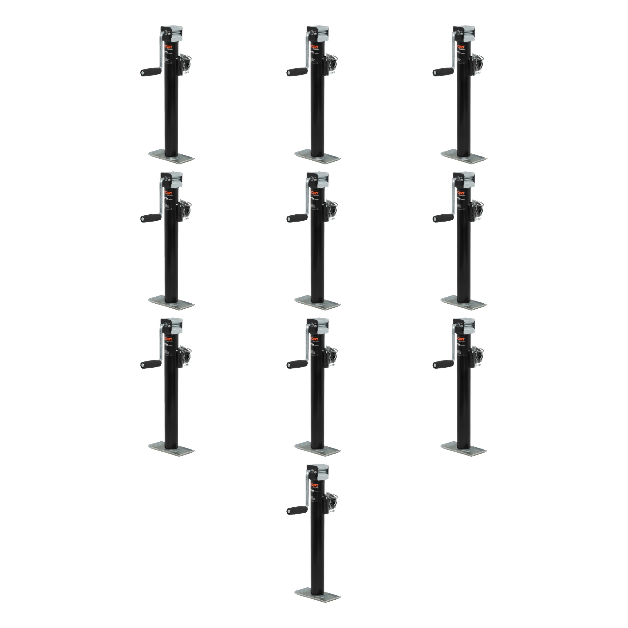 CURT (10-Pack) Pipe-Mount Swivel Jack with Side Handle (2,000 lbs, 15" Travel) thumbnail 0