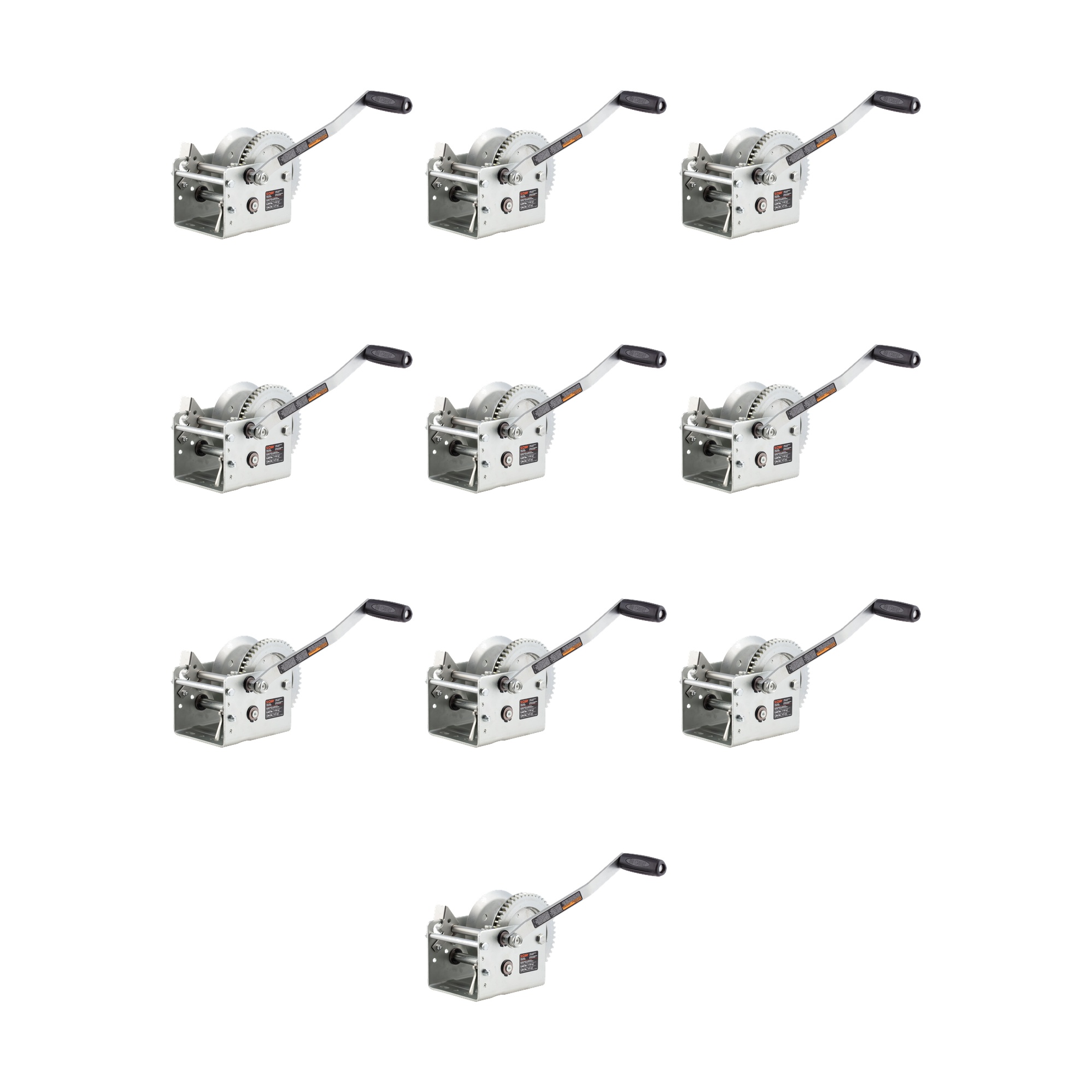 CURT (10-Pack) Hand-Crank 2-Speed Winch, 2,600 lbs, 12.7:1 Low Gear Ratio, 10.6" Handle thumbnail 0