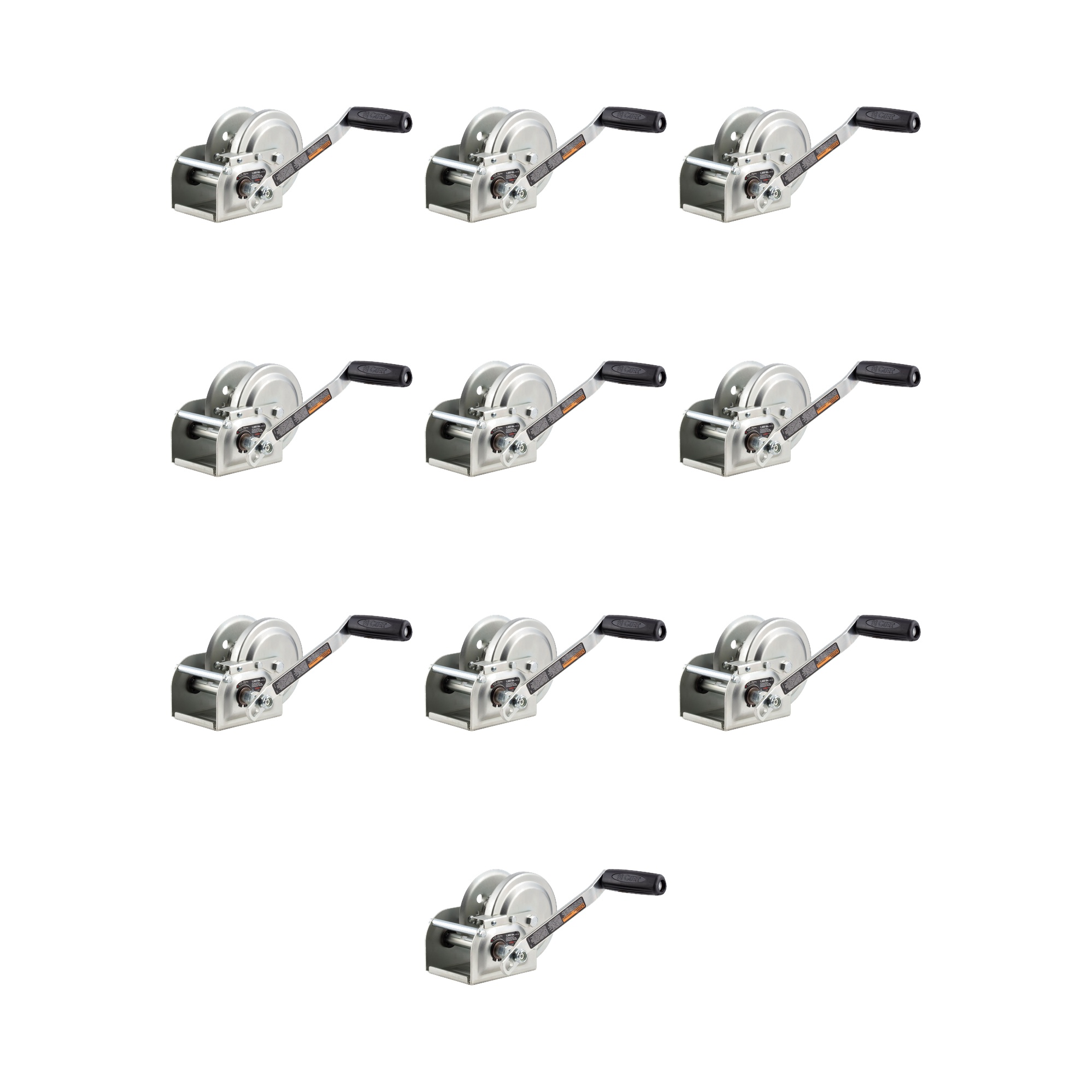CURT (10-Pack) Hand-Crank Brake Winch, 1,000 lbs, 4.2:1 Gear Ratio, 7" Handle thumbnail 0