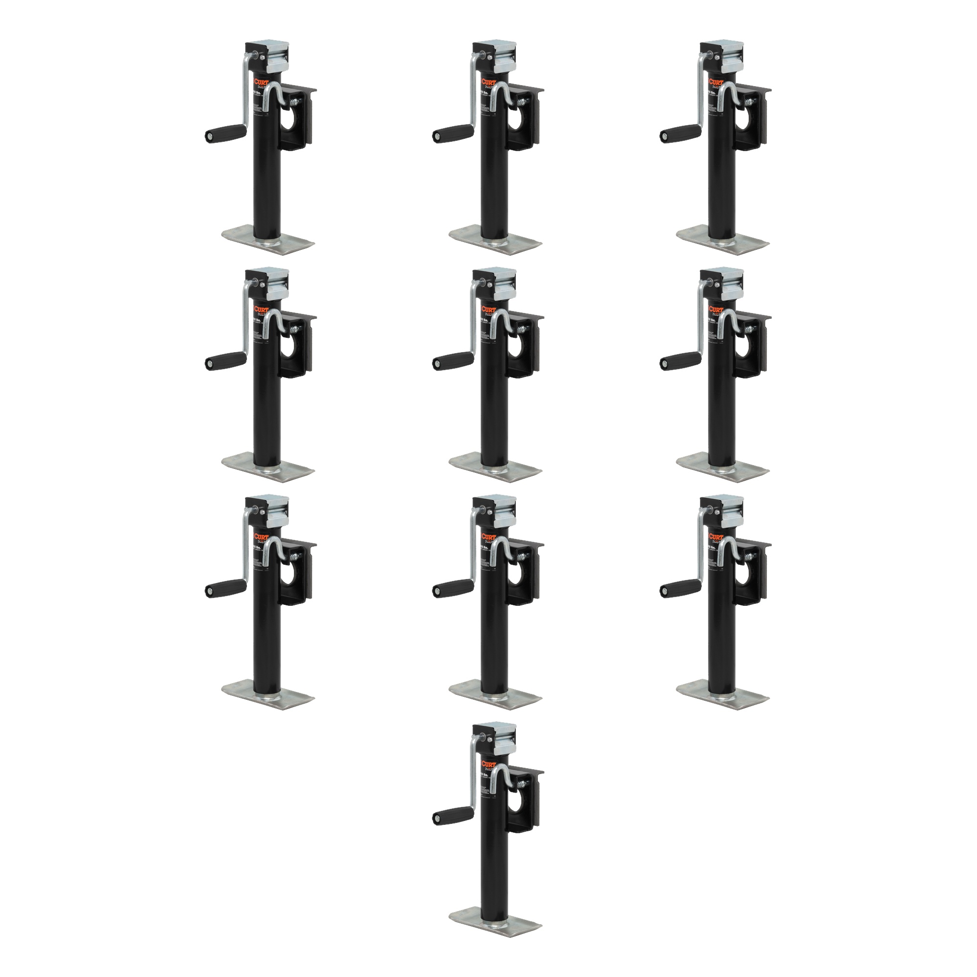 CURT (10-Pack) Bracket-Mount Swivel Jack with Side Handle (2,000 lbs, 10" Travel) thumbnail 0