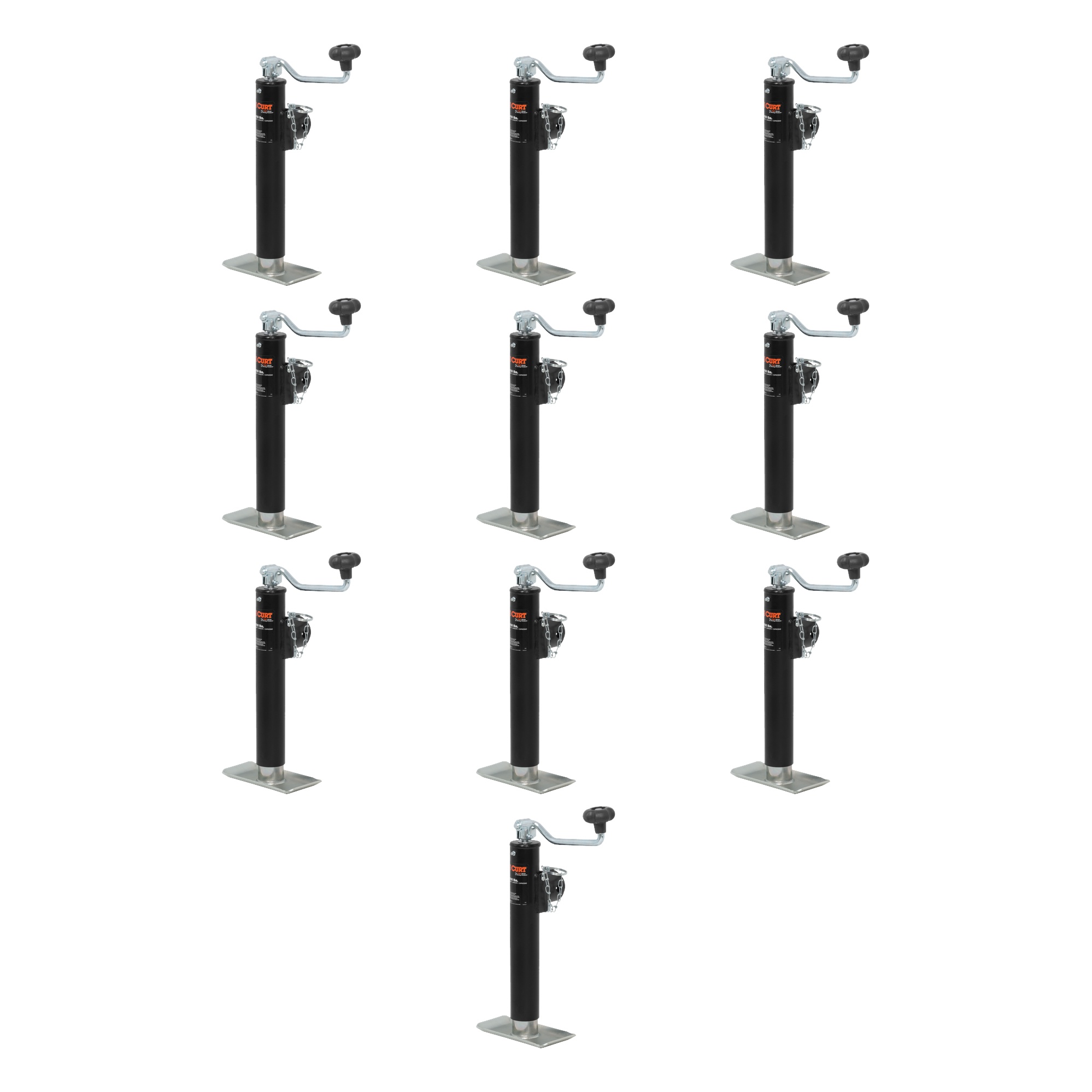 CURT (10-Pack) Pipe-Mount Swivel Jack with Top Handle (2,000 lbs, 10" Travel) thumbnail 0