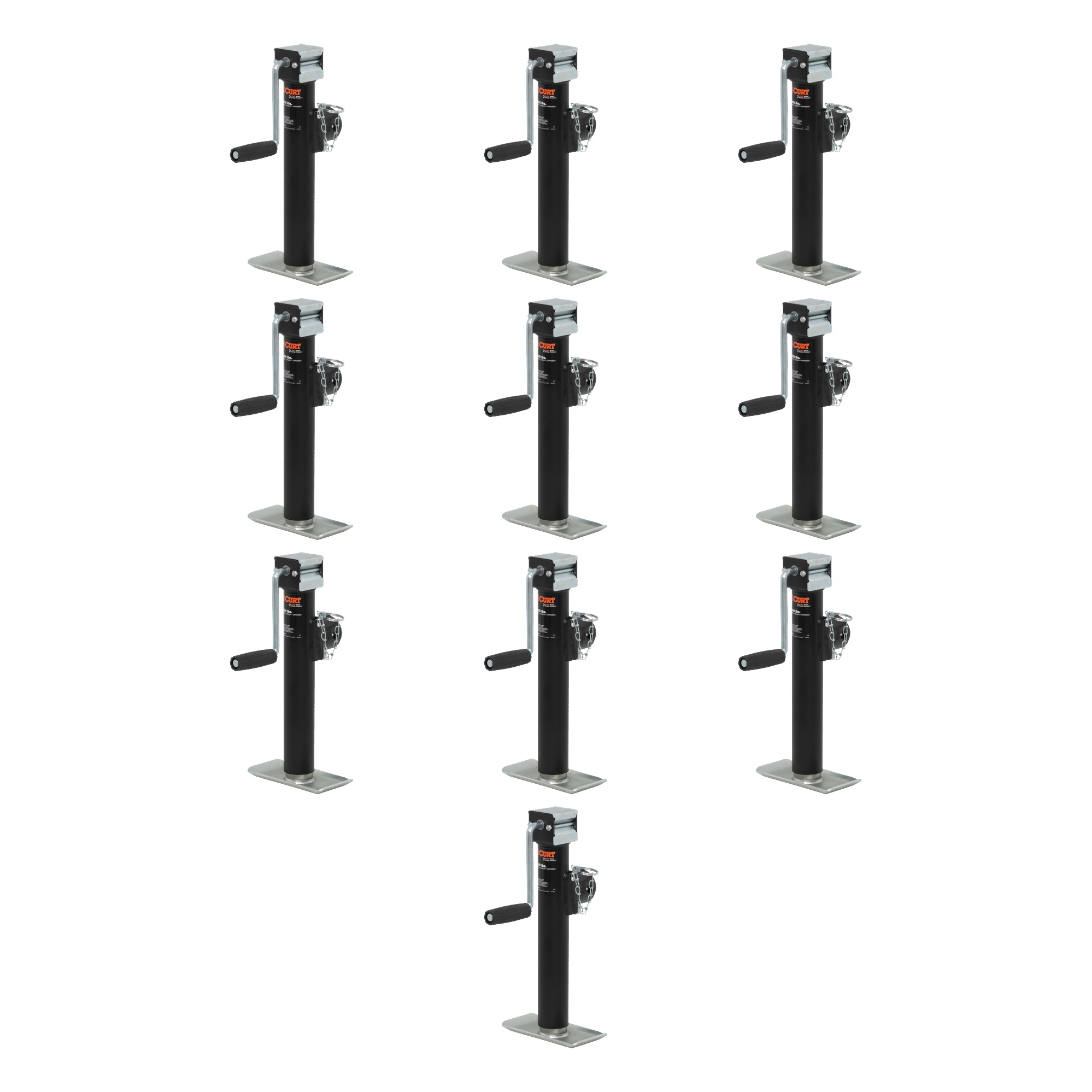 CURT (10-Pack) Pipe-Mount Swivel Jack with Side Handle (2,000 lbs, 10" Travel) thumbnail 0
