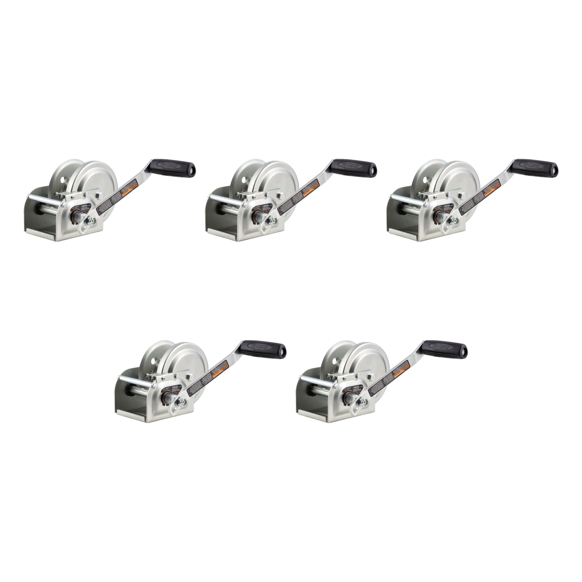 CURT (5-Pack) Hand-Crank Brake Winch, 1,000 lbs, 4.2:1 Gear Ratio, 7" Handle thumbnail 0