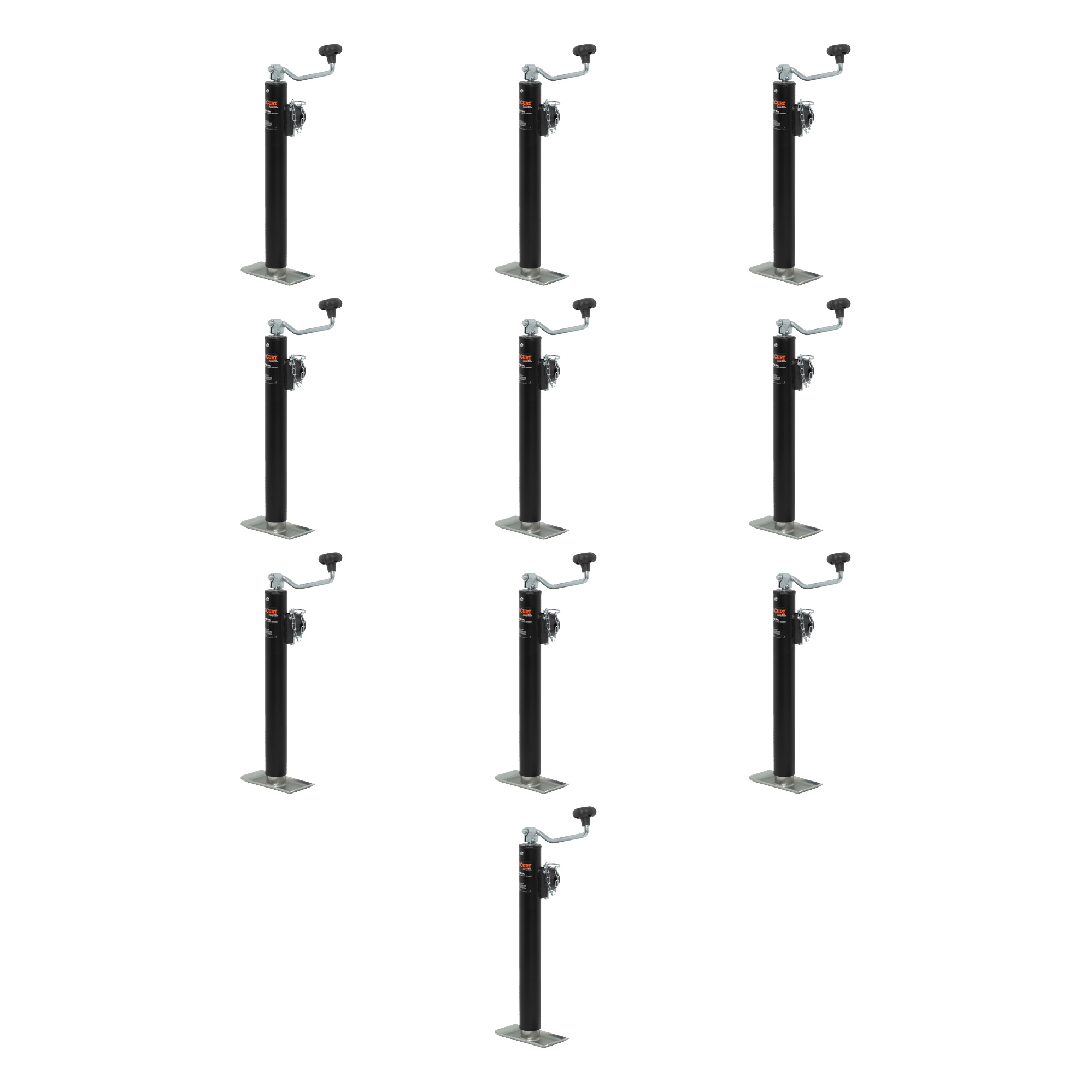CURT (10-Pack) Pipe-Mount Swivel Jack with Top Handle (2,000 lbs, 15" Travel) thumbnail 0