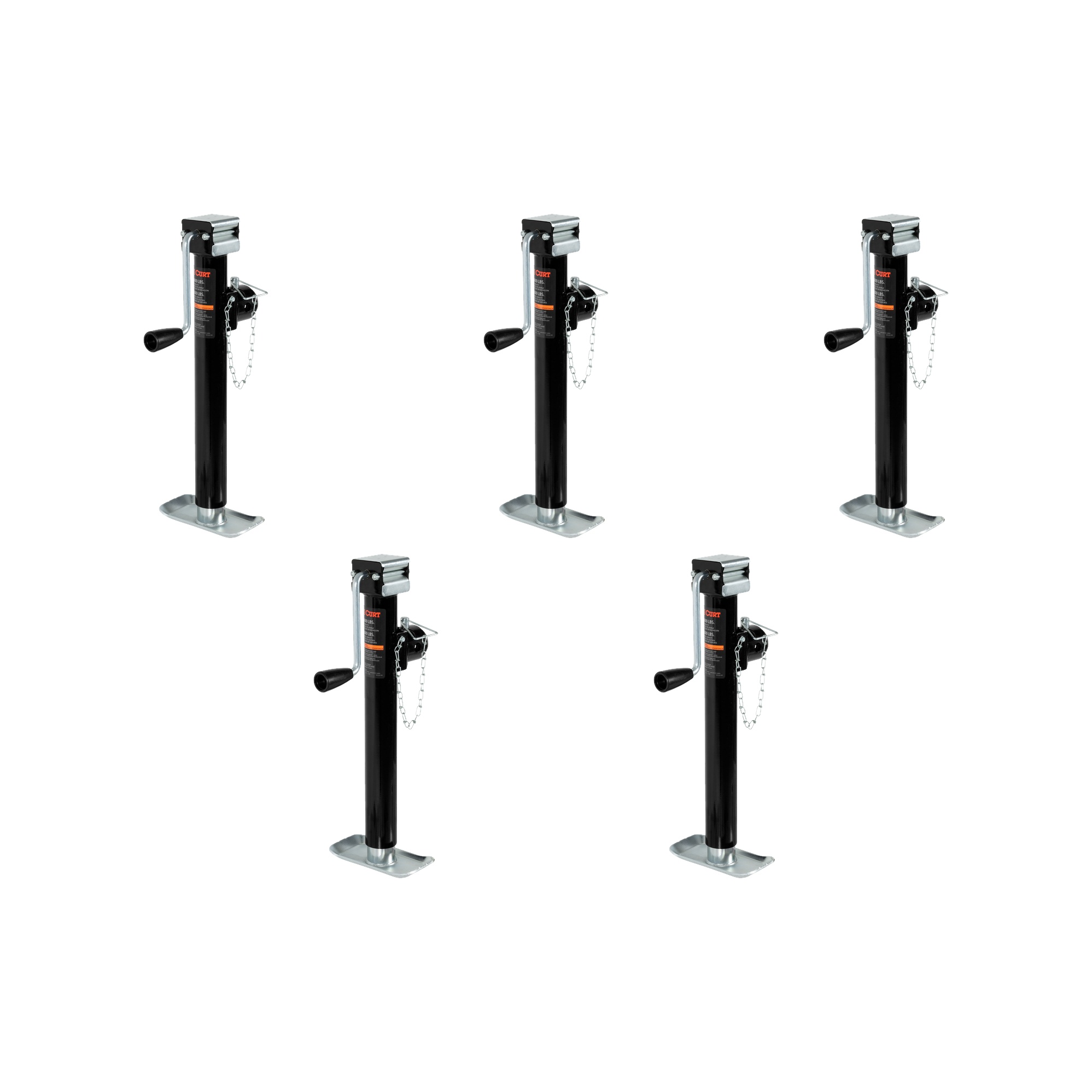 CURT (5-Pack) Pipe-Mount Swivel Trailer Jack with Side Handle (5,000 lbs, 15" Travel) thumbnail 0