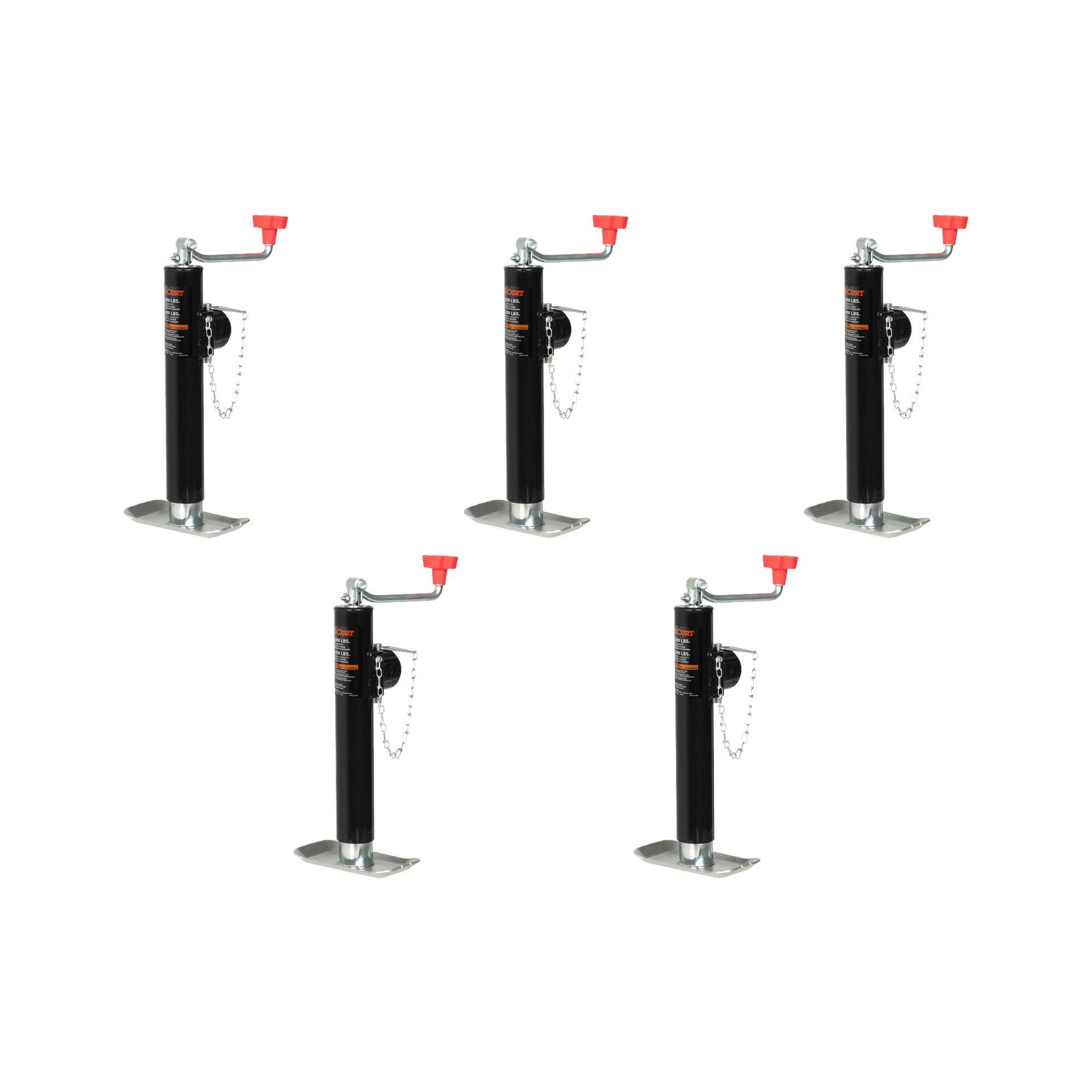 CURT (5-Pack) Pipe-Mount Swivel Trailer Jack with Top Handle (5,000 lbs, 10" Travel) thumbnail 0
