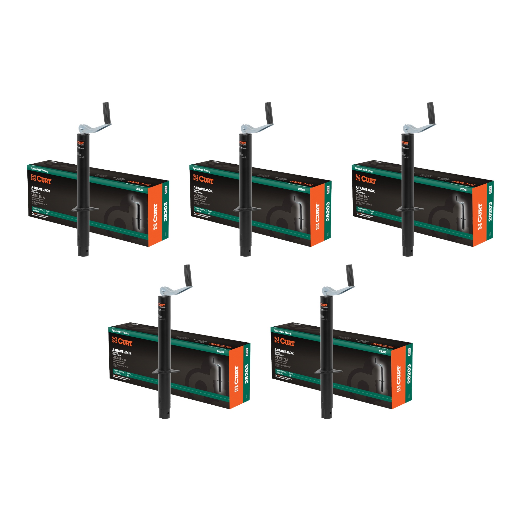 CURT (5-Pack) A-Frame Jack with Top Handle (2,000 lbs, 15" Travel, Packaged) thumbnail 0