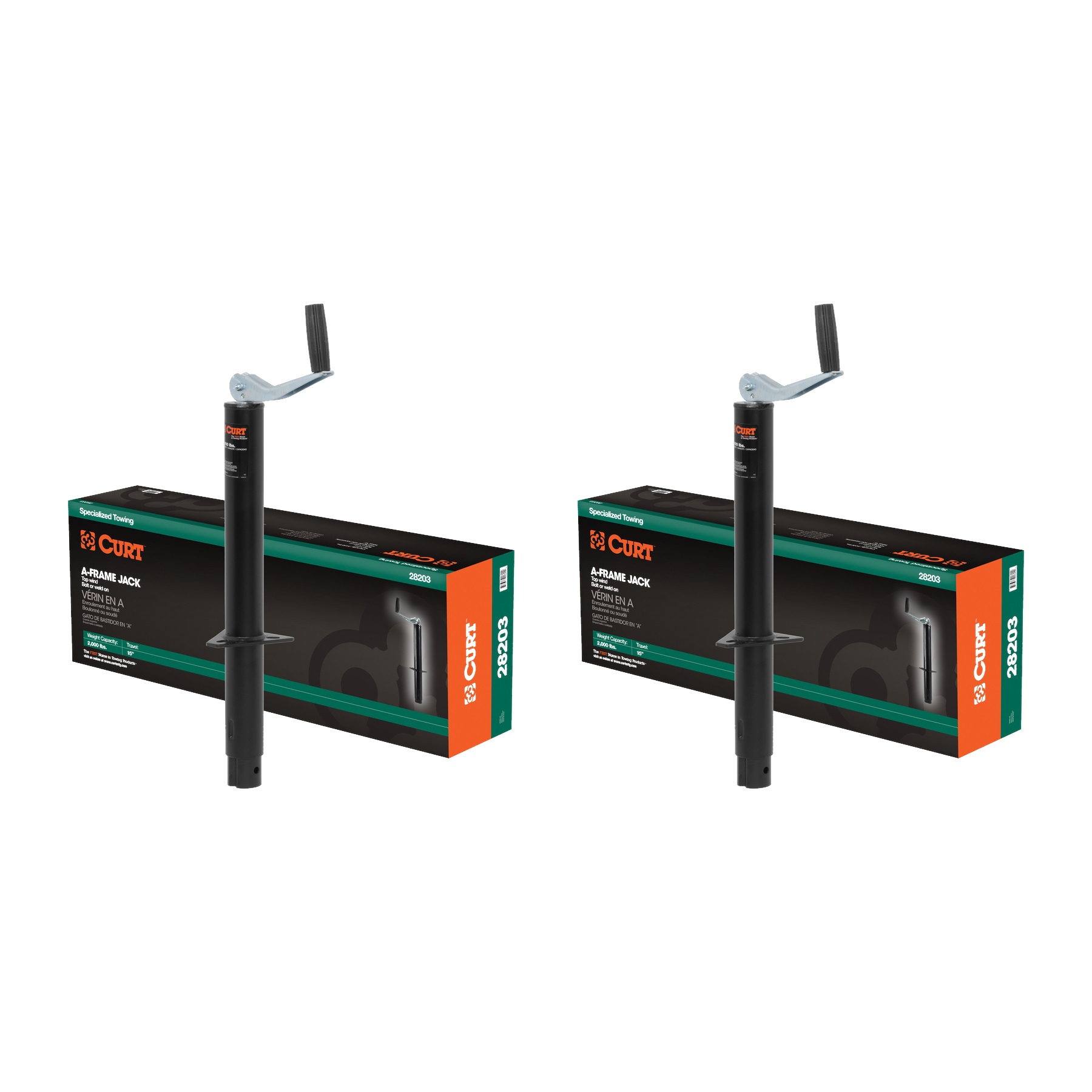 CURT (2-Pack) A-Frame Jack with Top Handle (2,000 lbs, 15" Travel, Packaged) thumbnail 0