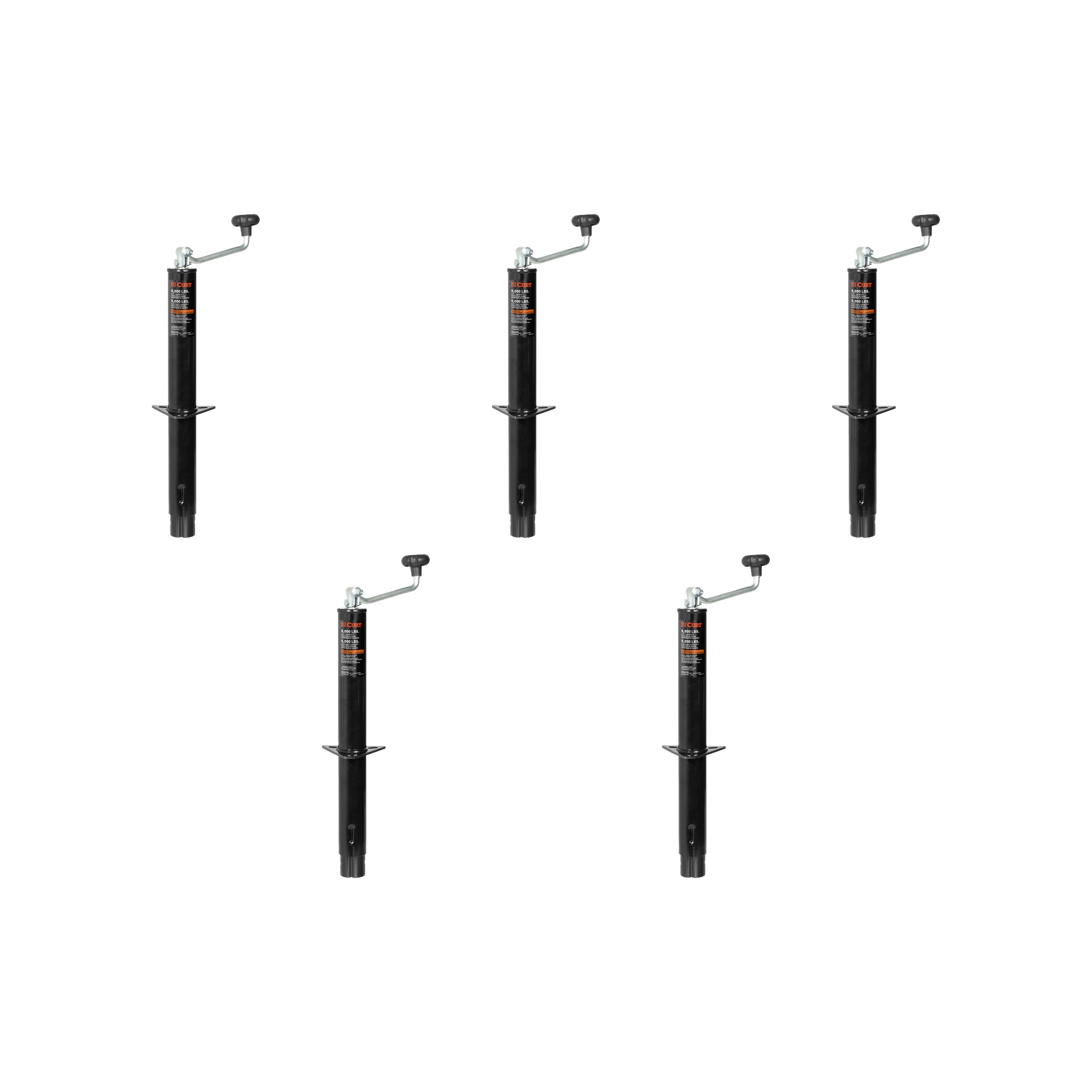 CURT (5-Pack) A-Frame Trailer Jack with Top Handle (5,000 lbs, 15" Travel) thumbnail 0