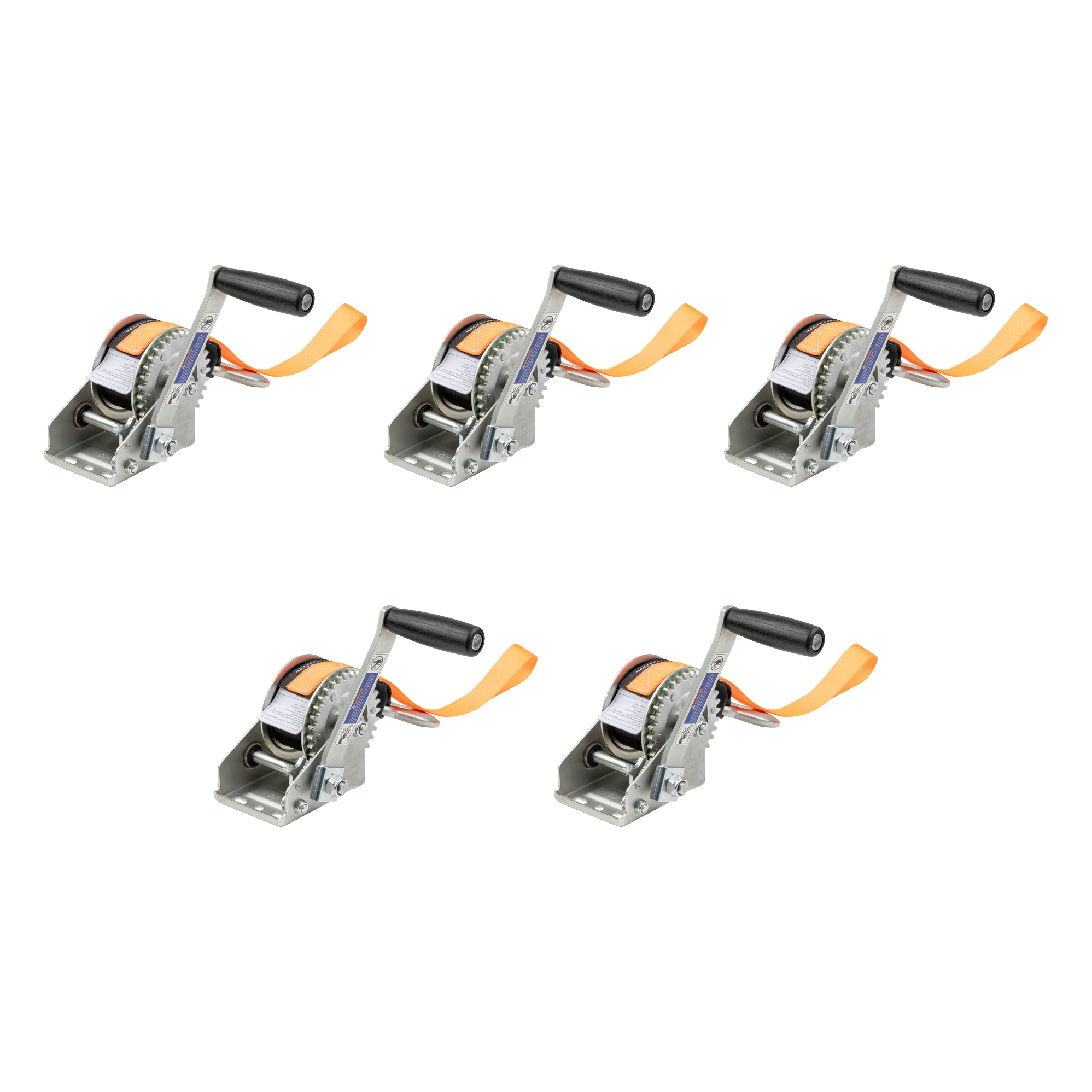 CURT (5-Pack) Hand Crank Winch with 15' Strap & Bow Loop (900 lbs, 6.5" Handle) thumbnail 0