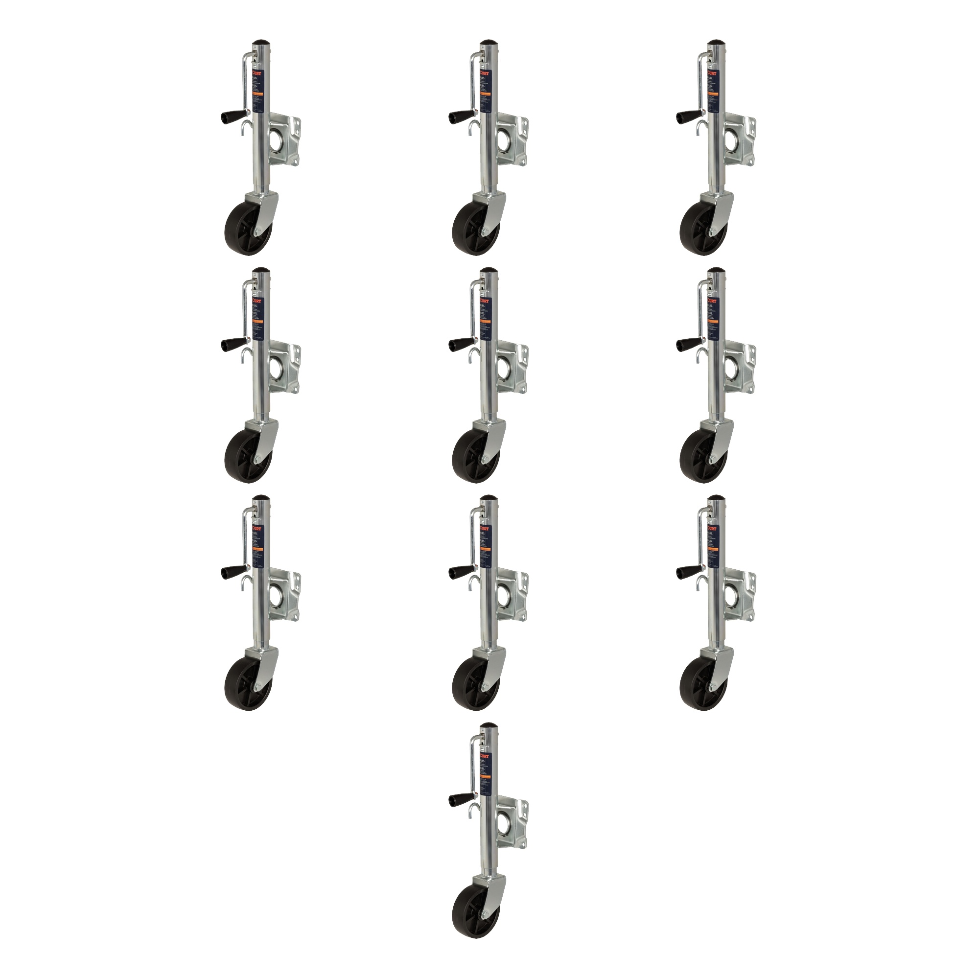 CURT (10-Pack) Marine Trailer Jack with 6" Wheel (1,000 lbs, 10" Travel) thumbnail 0