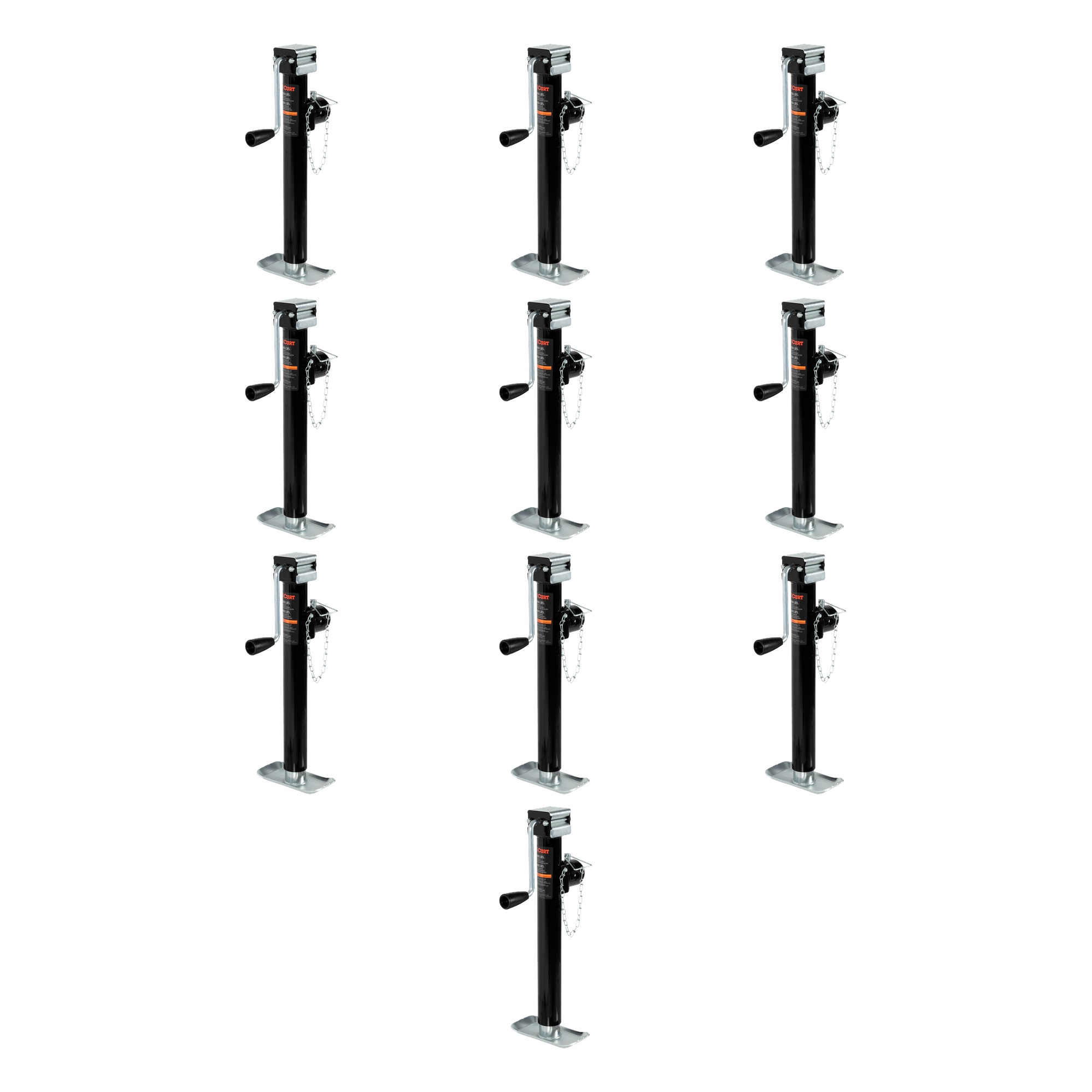 CURT (10-Pack) Pipe-Mount Swivel Trailer Jack with Side Handle (5,000 lbs, 15" Travel) thumbnail 0