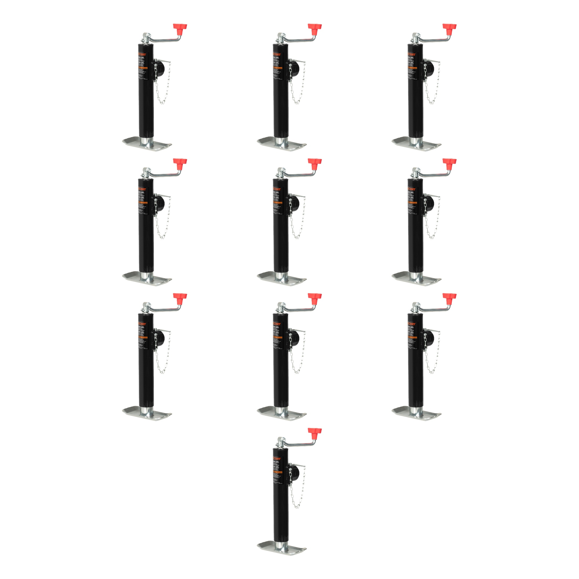 CURT (10-Pack) Pipe-Mount Swivel Trailer Jack with Top Handle (5,000 lbs, 10" Travel) thumbnail 0