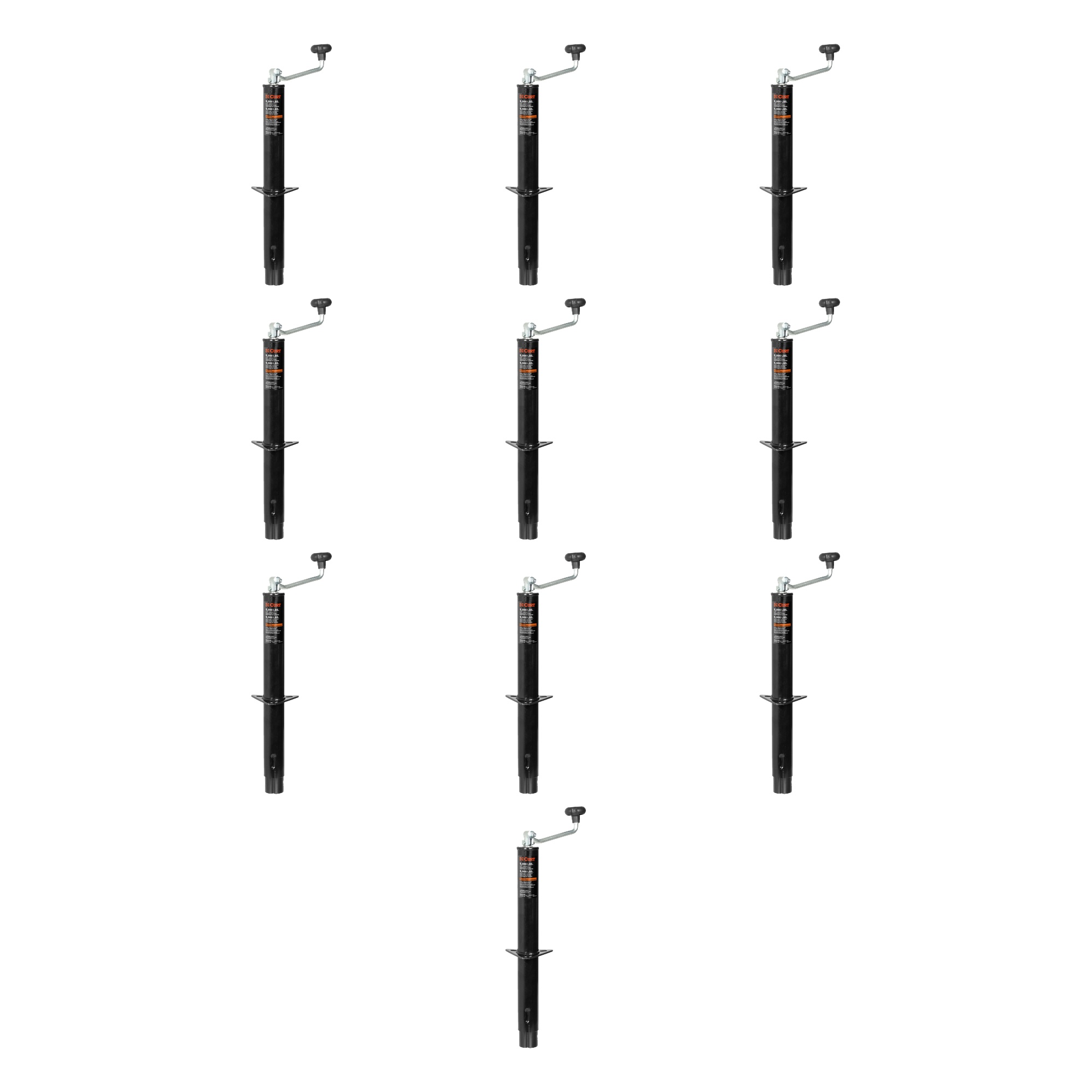 CURT (10-Pack) A-Frame Trailer Jack with Top Handle (5,000 lbs, 15" Travel) thumbnail 0