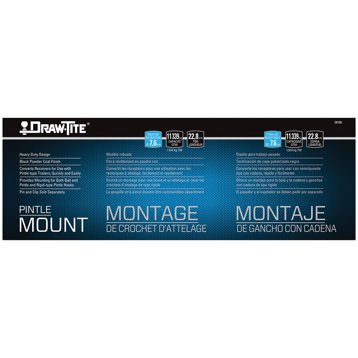 Draw-tite Titan   Pintle Hook Mounting Plate, Fits 3 in. Receiver, 25,000 lbs. Capacity thumbnail 4