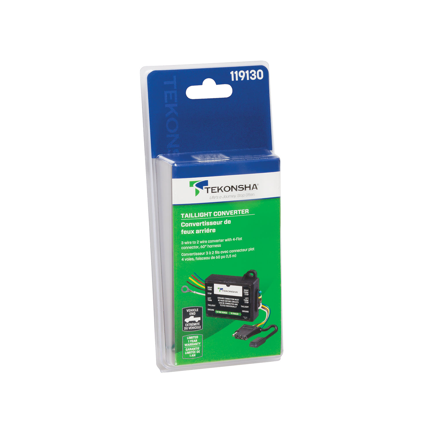 Tekonsha Taillight Converter w/12 in. Leads and 60 in. 4-Flat Car End Connector thumbnail 1