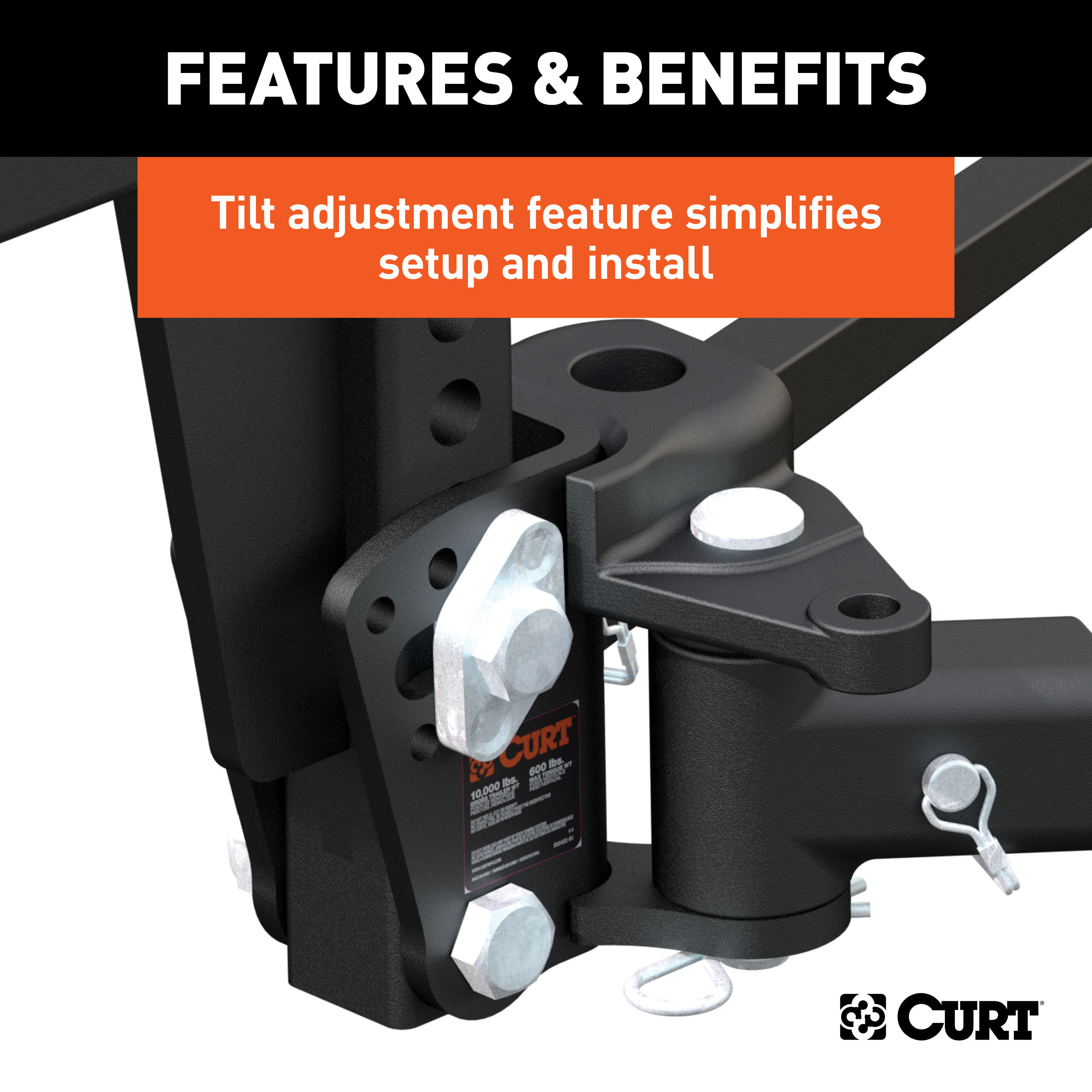 CURT (8K - 10K lbs, 30-5/8" Bars) Deep Drop Trunnion Bar Weight Distribution Hitch thumbnail 4