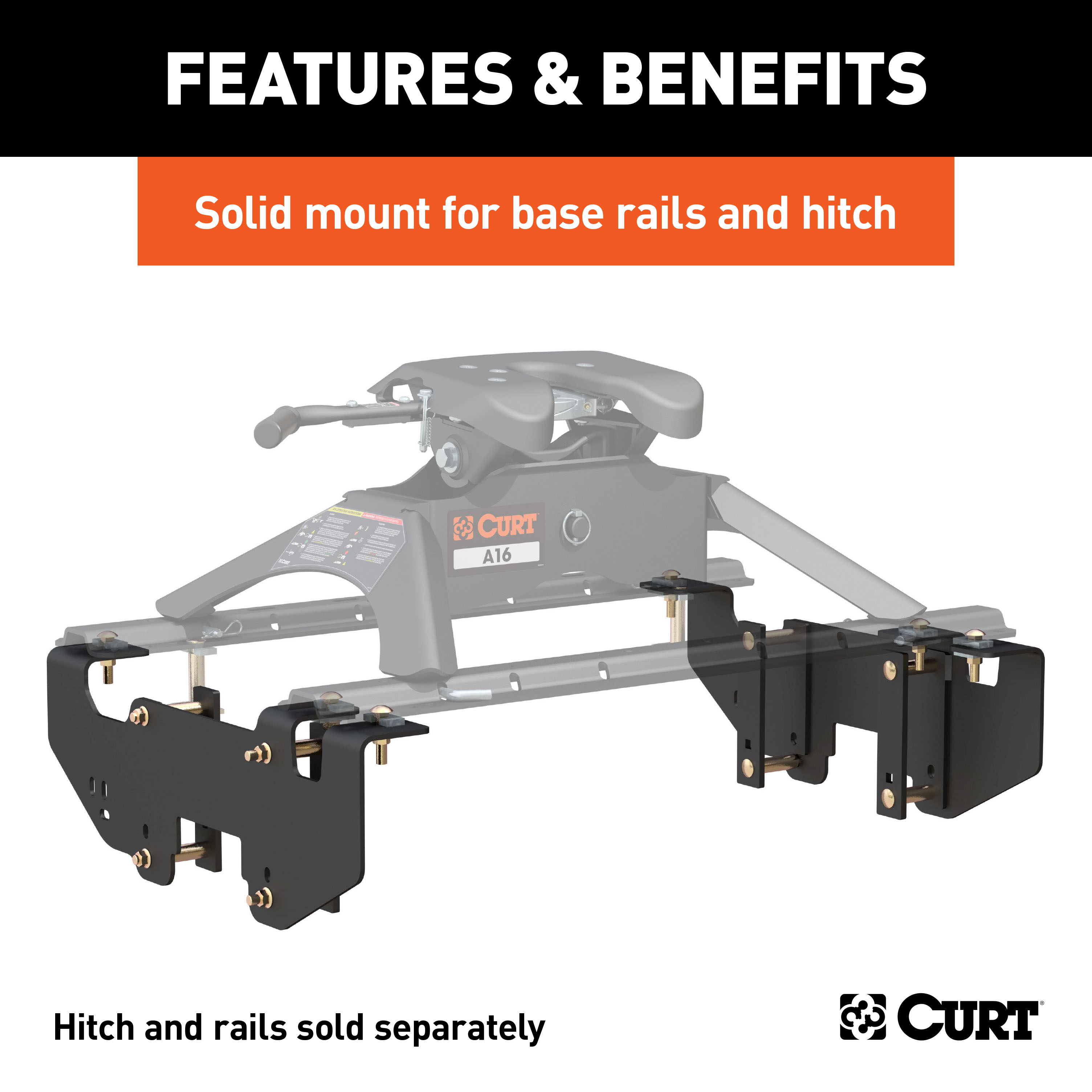CURT Custom 5th Wheel Brackets, Select Dodge Ram 1500 (Except Extended Crew Cab) Fifth Wheel Trailer Hitch Bracket thumbnail 1