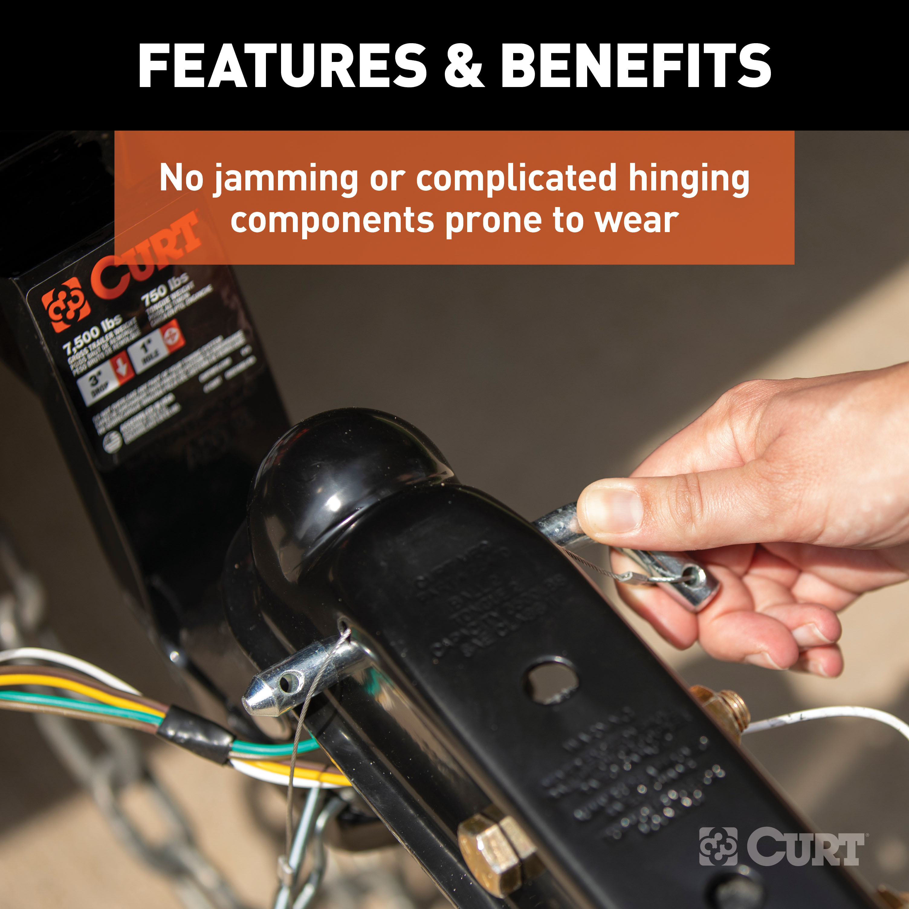 CURT 2,500 lbs QuickPin No-Latch 2" Trailer Coupler (2" Channel) Trailer Hitch Coupler thumbnail 4