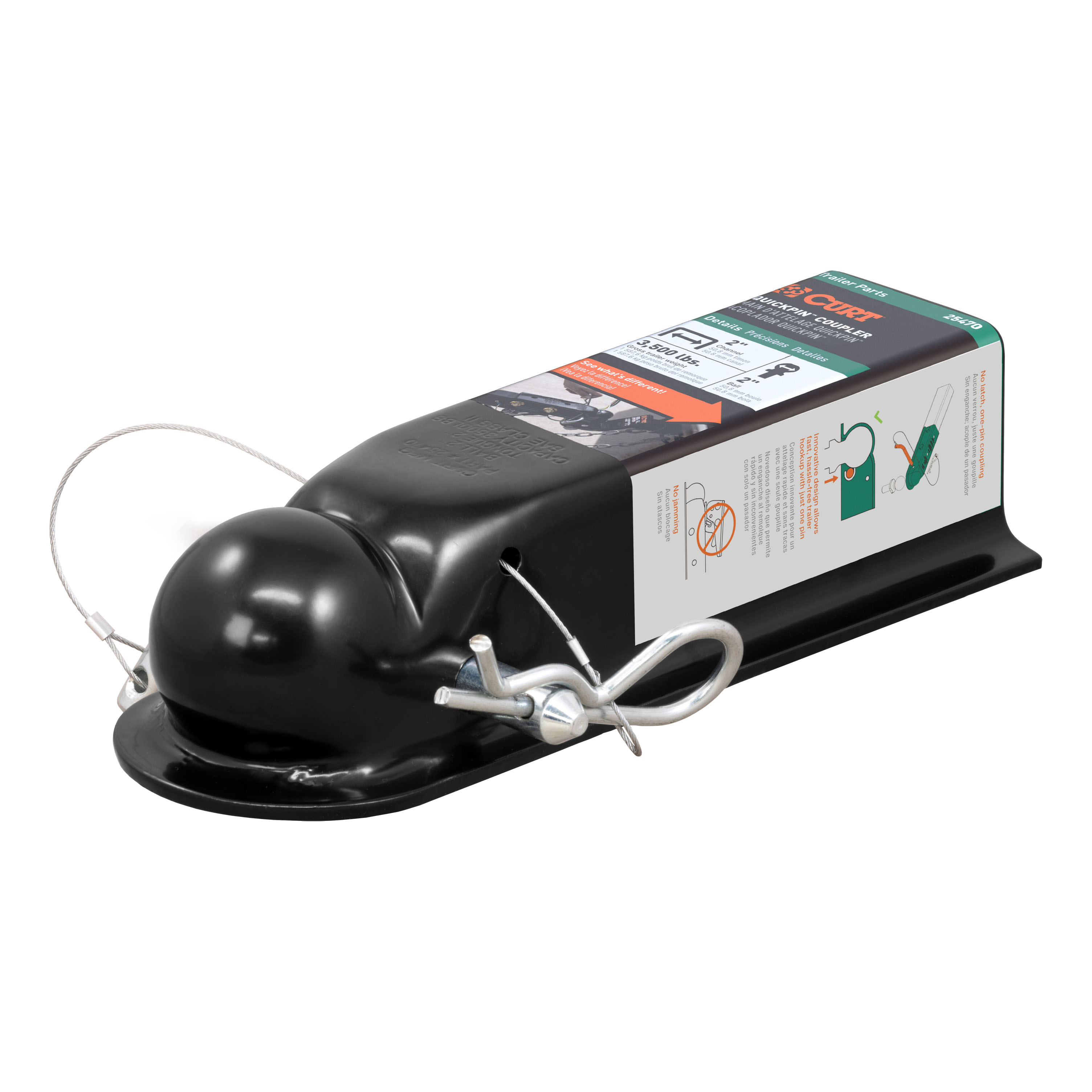CURT 2,500 lbs QuickPin No-Latch 2" Trailer Coupler (2" Channel) Trailer Hitch Coupler thumbnail 0