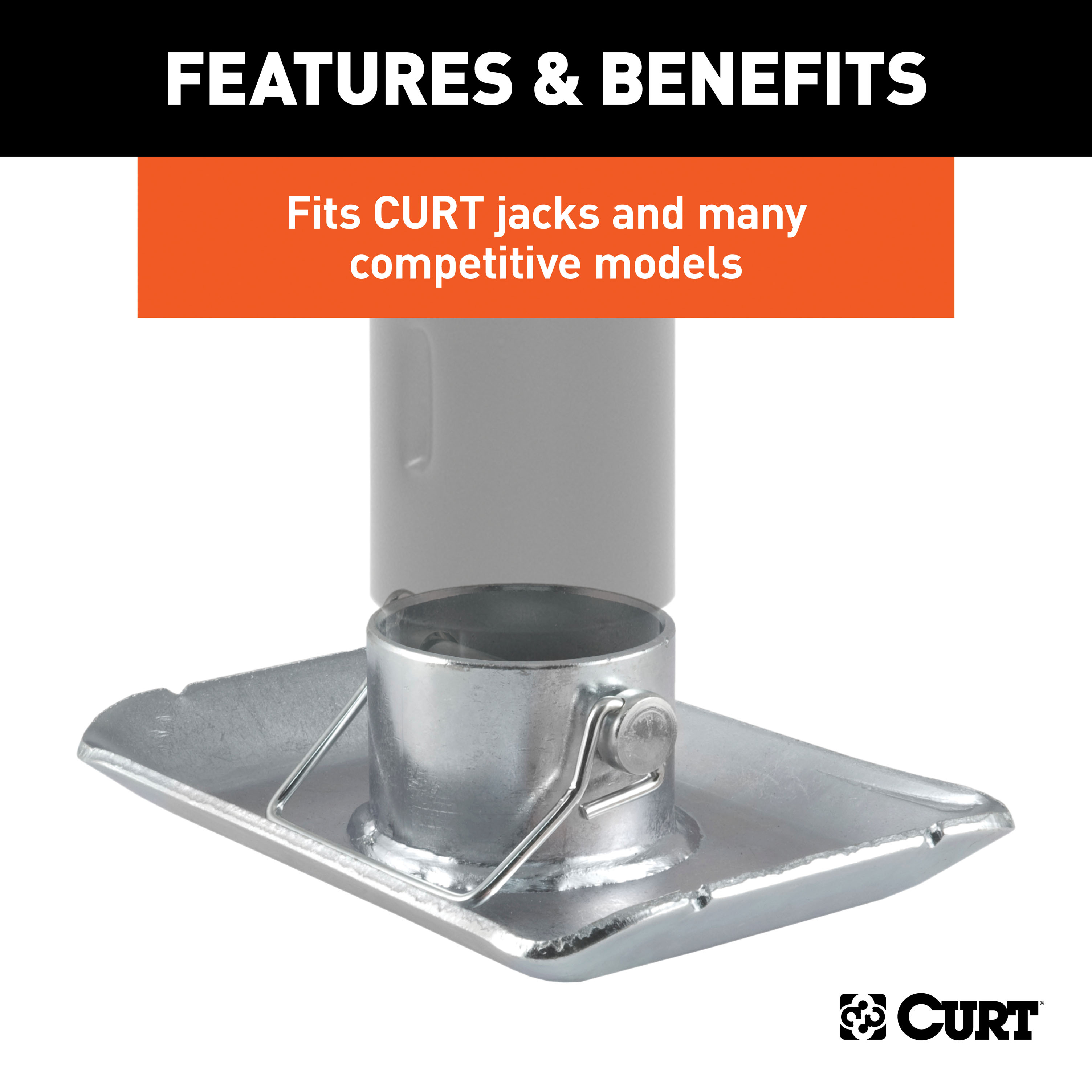 CURT Pin-On Jack Foot (Fits 2" Tube, 2,000 lbs, 1-11/16" Height, Packaged) Trailer Jack Foot thumbnail 2