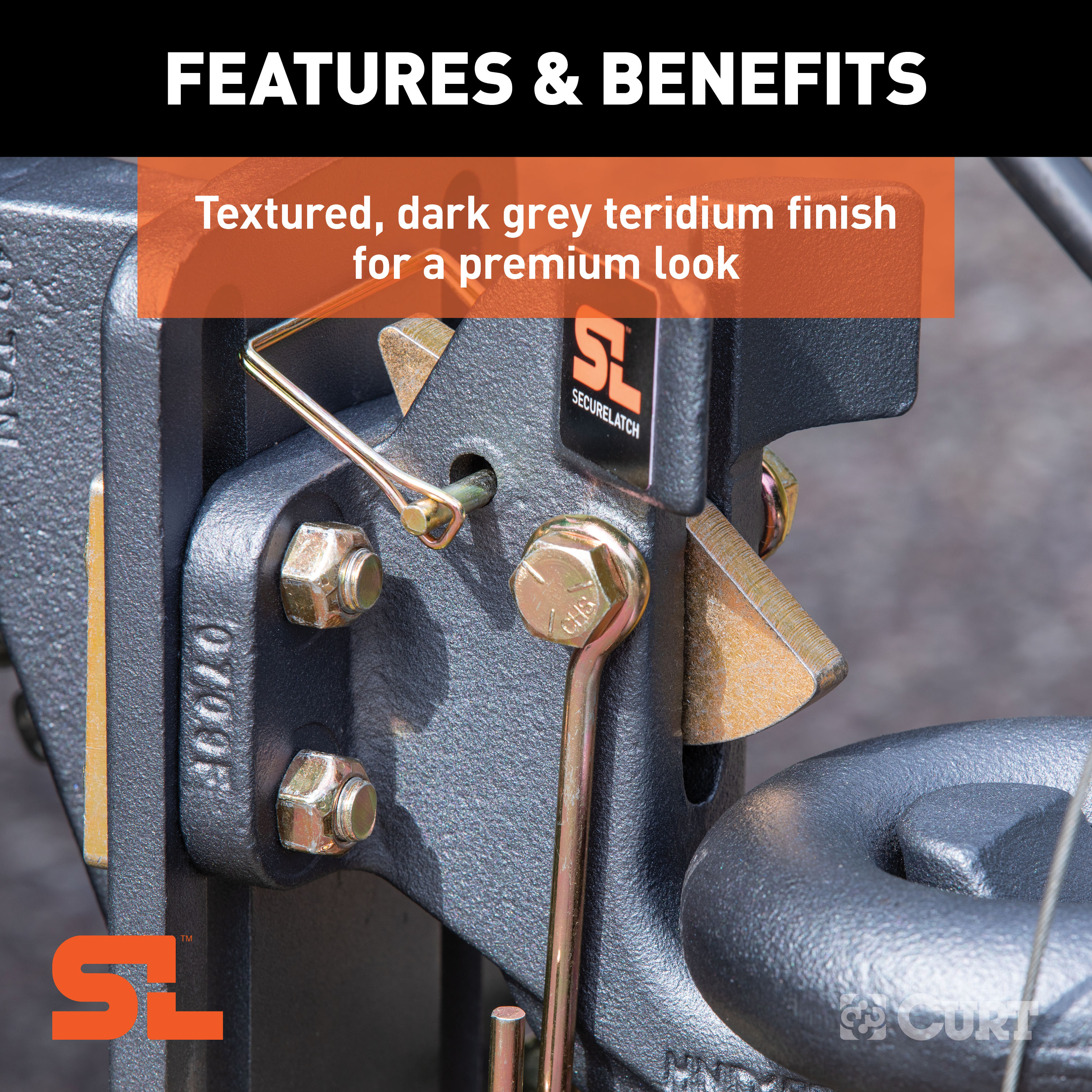 CURT SecureLatch Pintle Hook (30,000 lbs, 2-1/2" or 3" Lunette) Trailer Hitch Pintle Hook Mount thumbnail 6