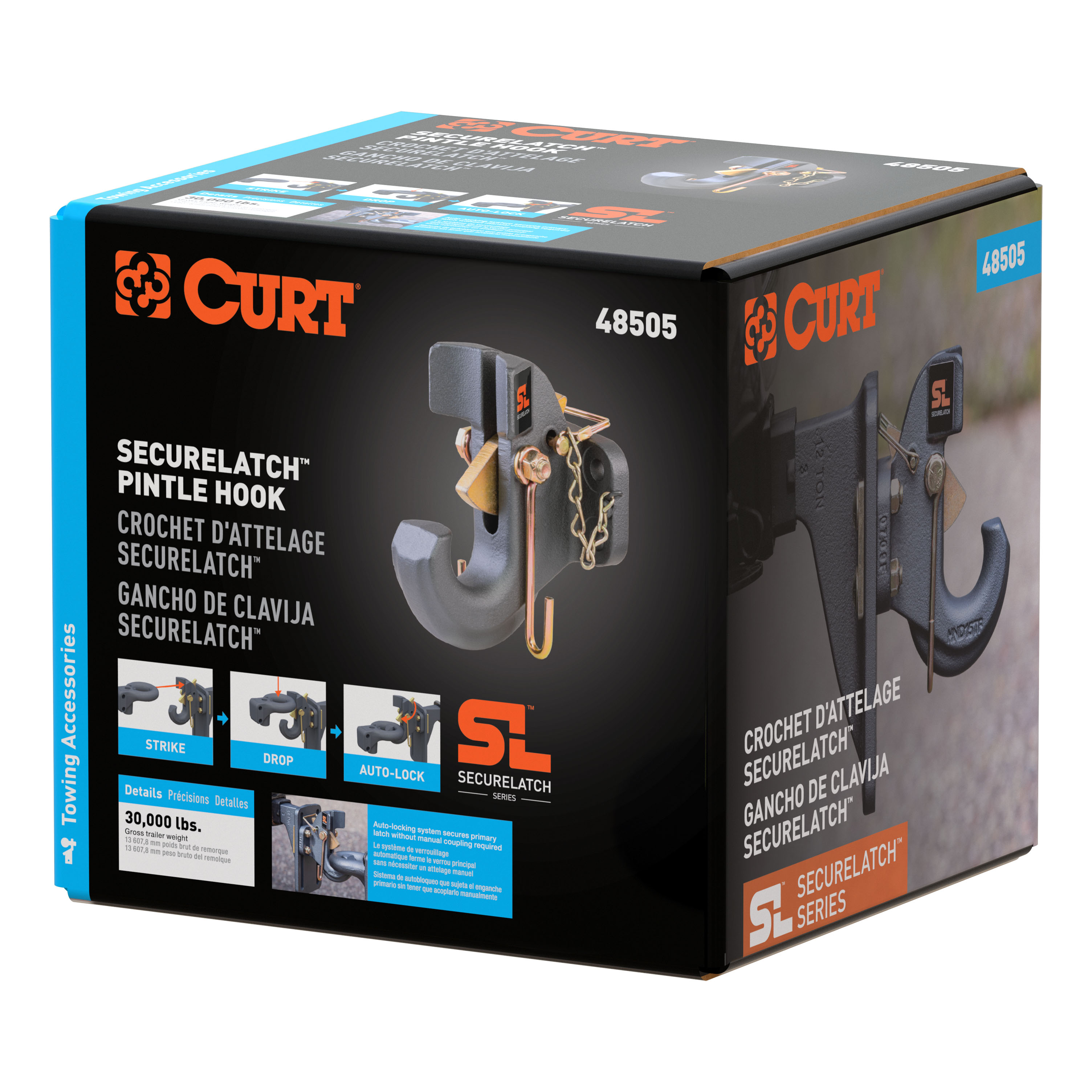 CURT SecureLatch Pintle Hook (30,000 lbs, 2-1/2" or 3" Lunette) Trailer Hitch Pintle Hook Mount thumbnail 7