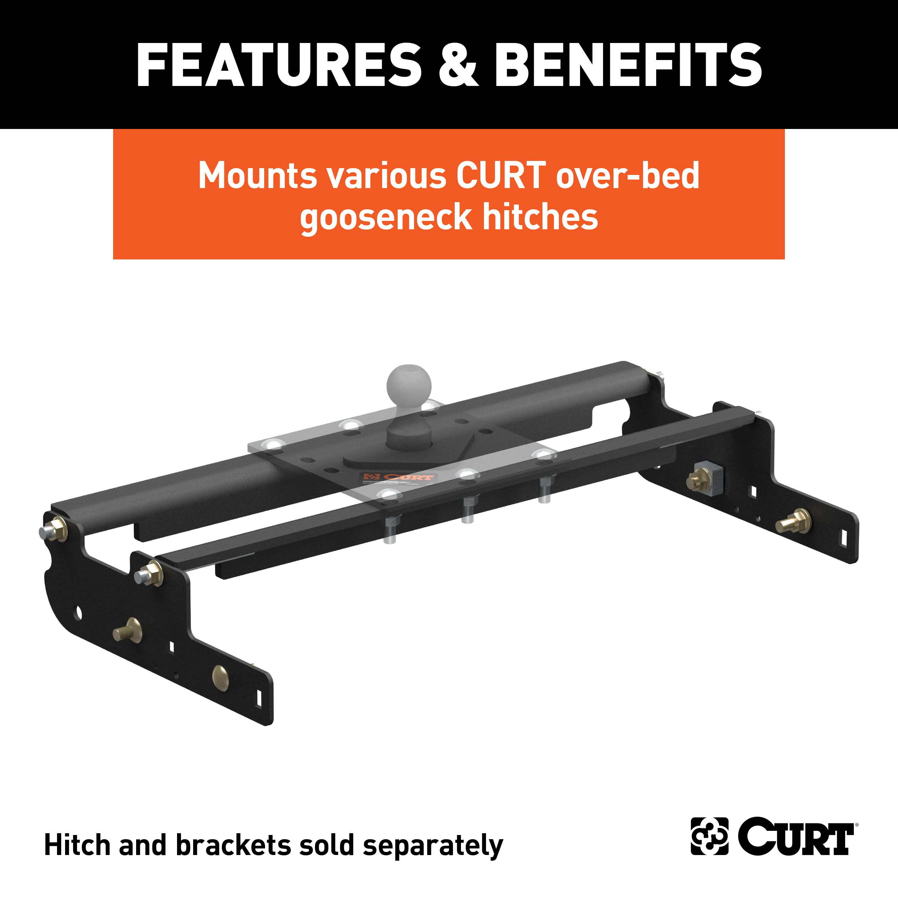 CURT Over-Bed Gooseneck Installation Brackets, Select Ford F-250, F-350, F-450 Gooseneck Trailer Hitch Mount Kit thumbnail 1