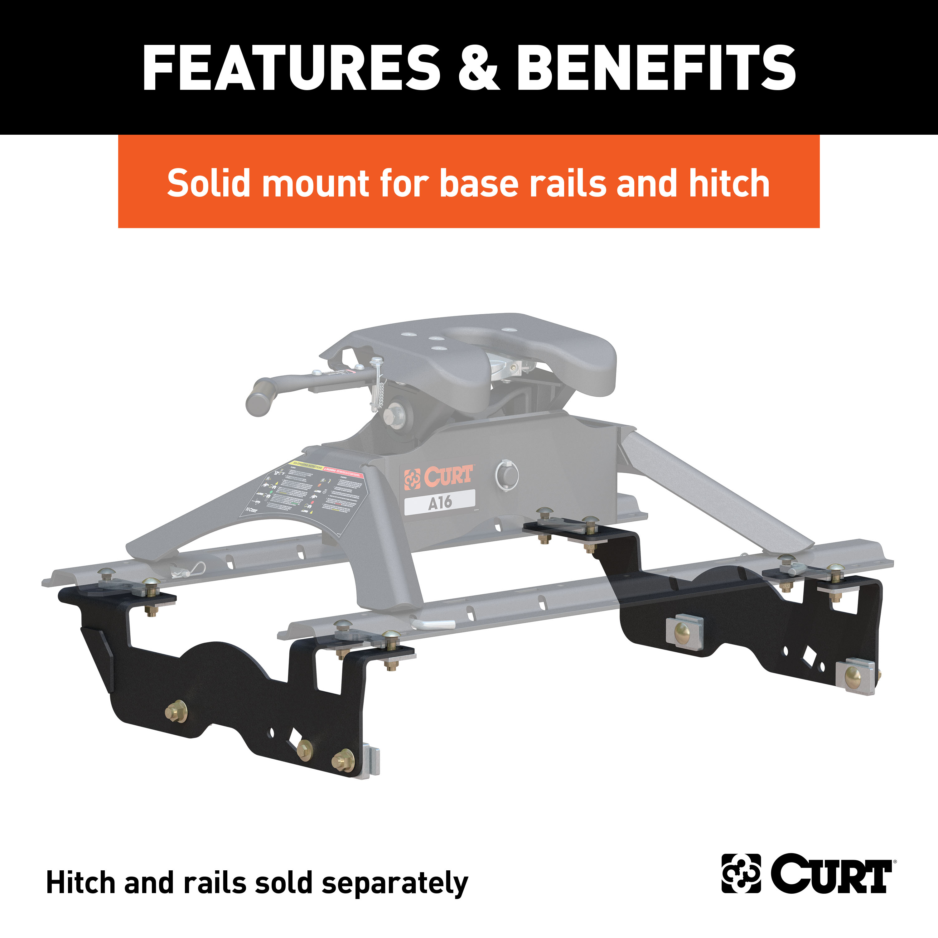 CURT Custom 5th Wheel Brackets, Select Ford F-150 Fifth Wheel Trailer Hitch Bracket thumbnail 1