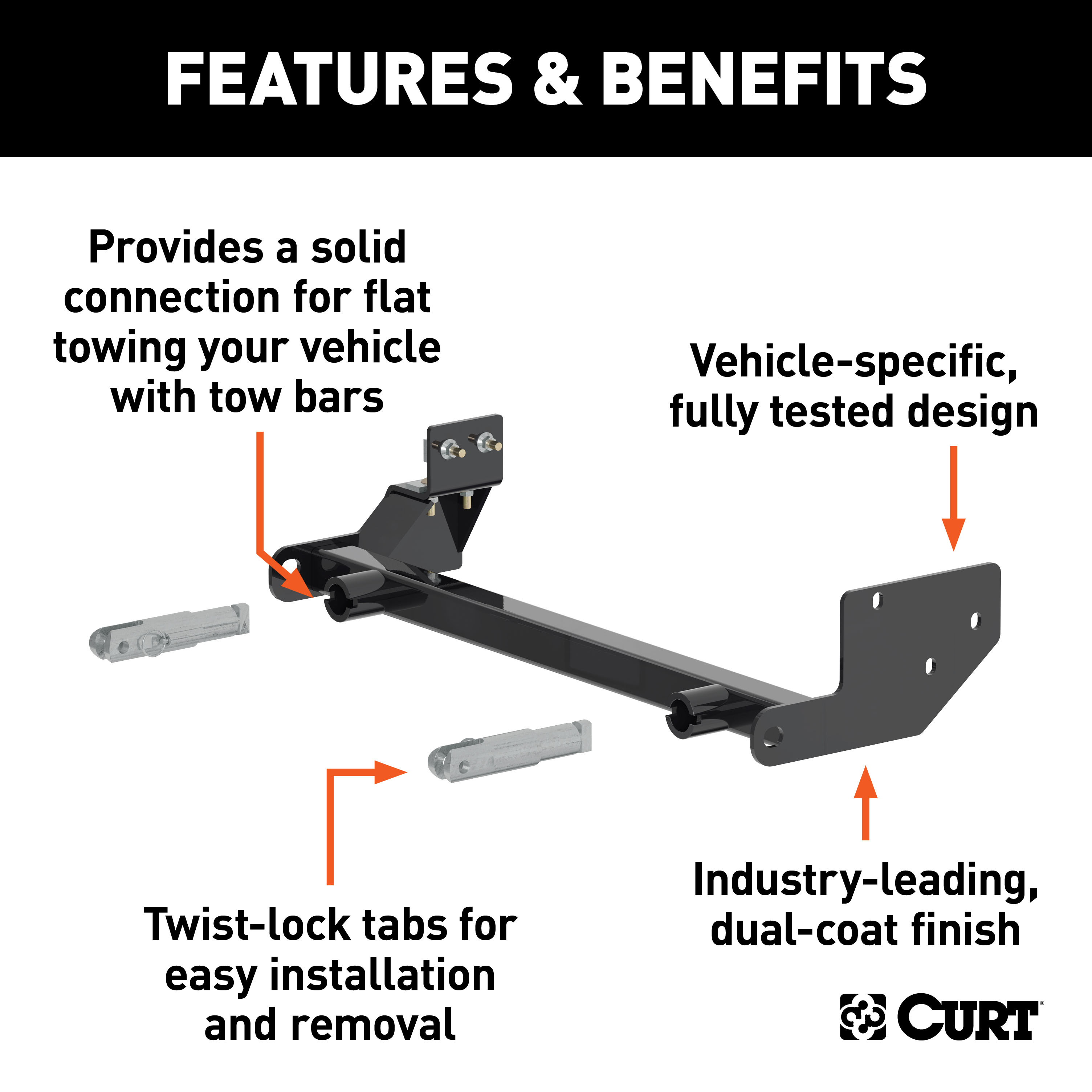 CURT Custom Tow Bar Base Plate, Select Jeep Wrangler TJ Tow Bar thumbnail 1