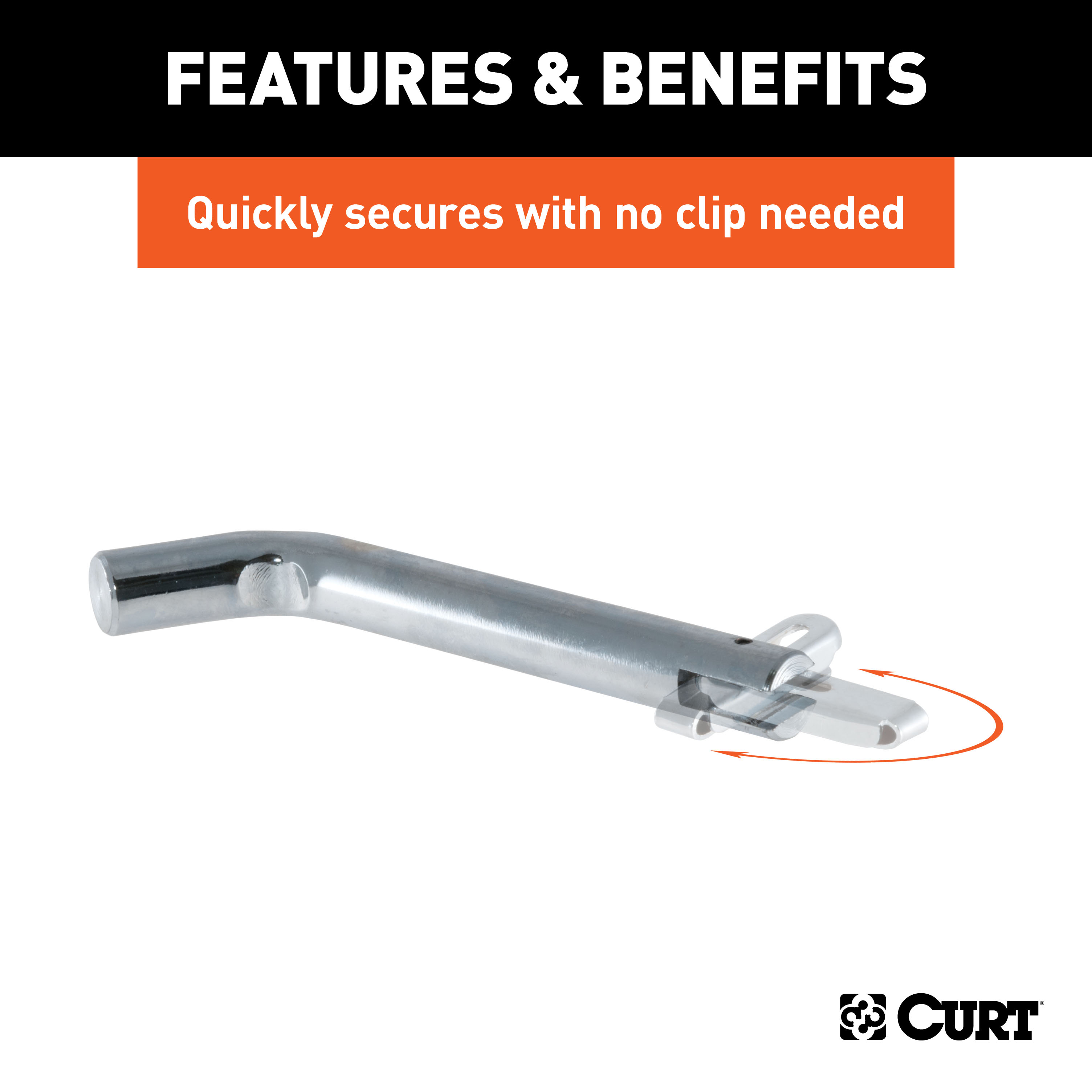 CURT 5/8" Swivel Hitch Pin (2" Receiver, Chrome, Packaged) Trailer Hitch Pin thumbnail 3