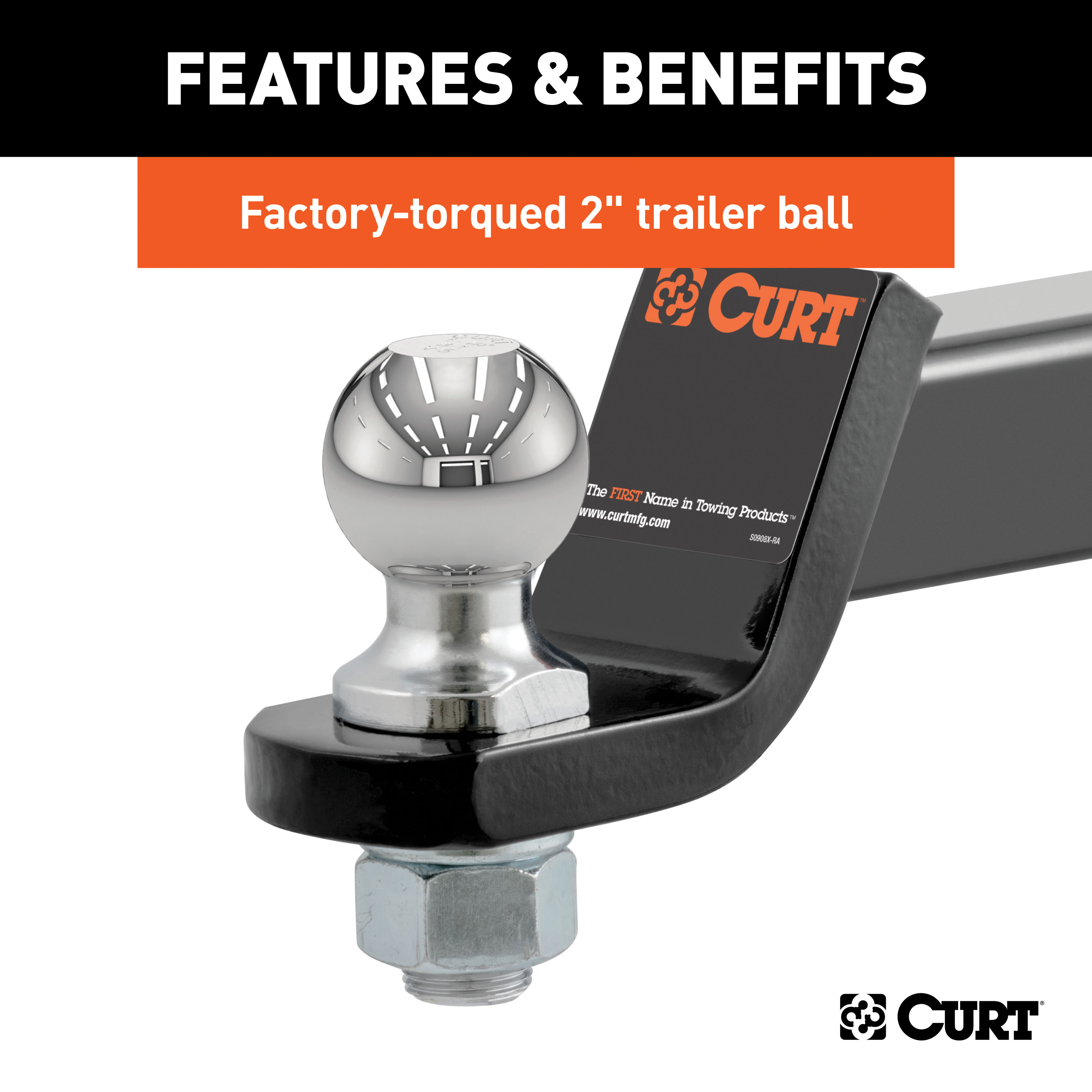 CURT Towing Starter Kit with 2" Ball (2" Shank, 7,500 lbss, 2" Drop) Trailer Hitch Ball Mount Kit thumbnail 3